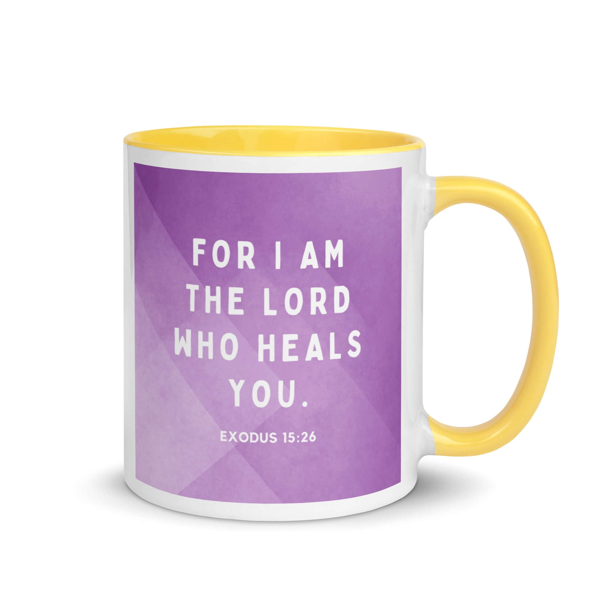 Exodus 15:26 Bible Verse, in his eyes White Ceramic Mug with Color Inside Yellow 11 oz