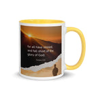 Romans 3:23 Bible Verse, of God White Ceramic Mug with Color Inside Yellow 11 oz