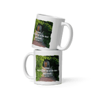 Revelation 3:20 Bible Verse, Garden Doorway White Glossy Mug 11 oz