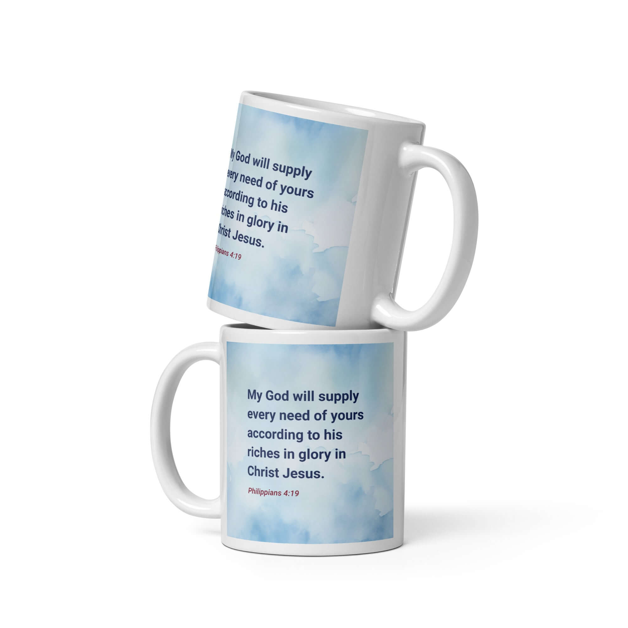 Philippians 4:19 Bible Verse, God will supply White Glossy Mug 11 oz