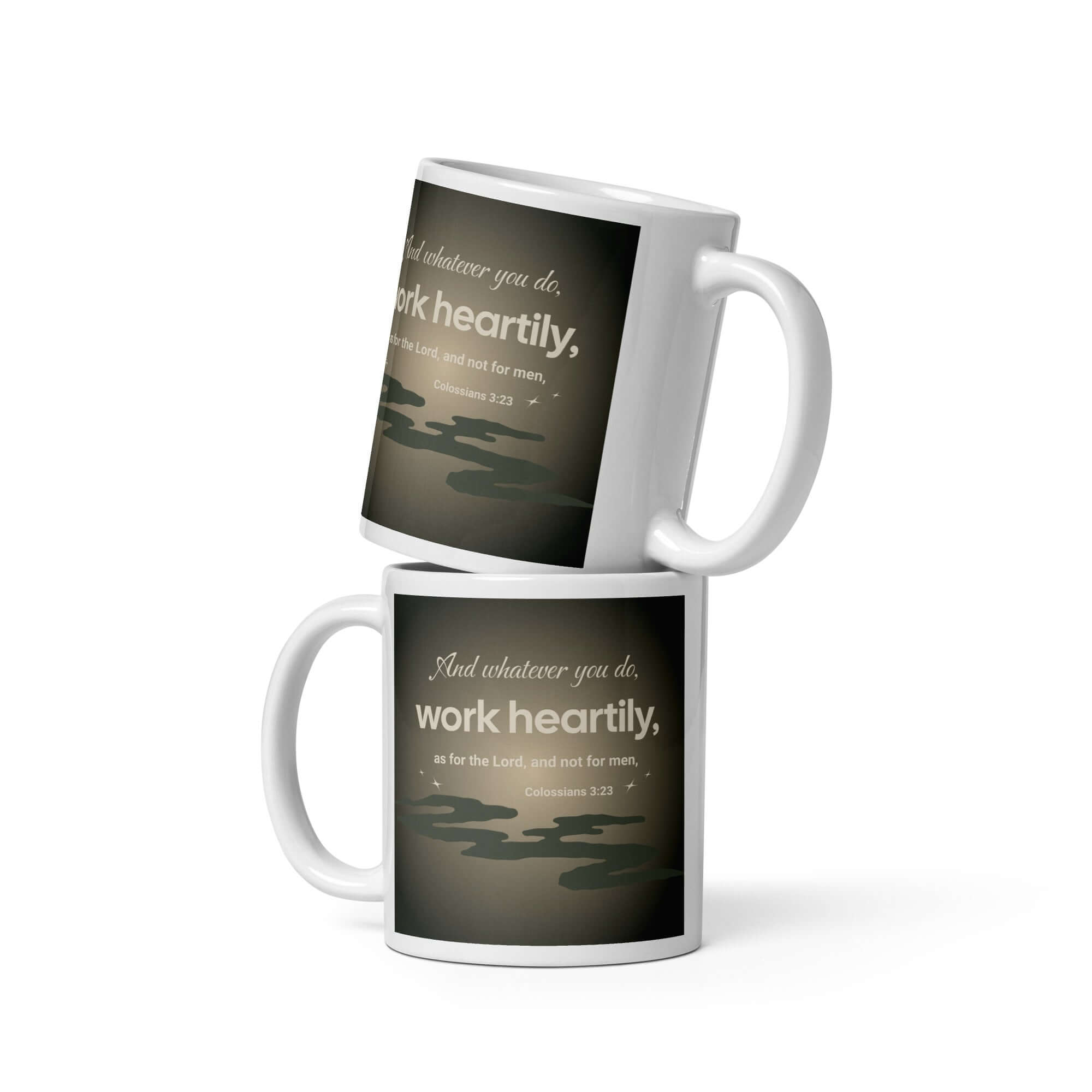 Colossians 3:23 Bible Verse, as for the Lord White Glossy Mug 11 oz