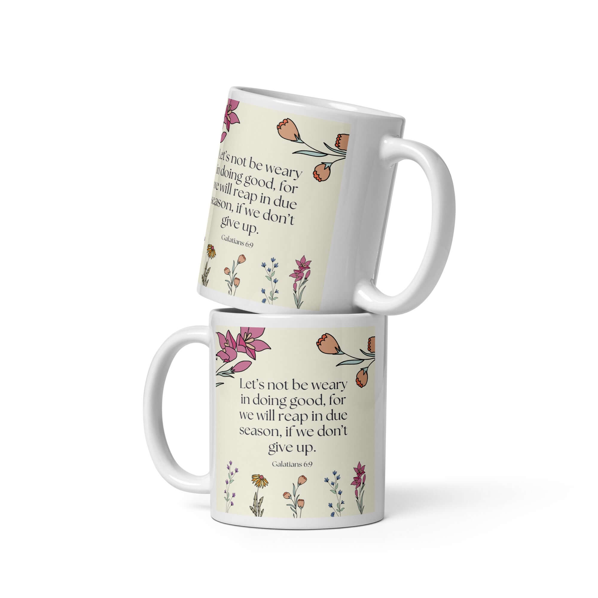 Galatians 6:9 Bible Verse, in doing good White Glossy Mug 11 oz