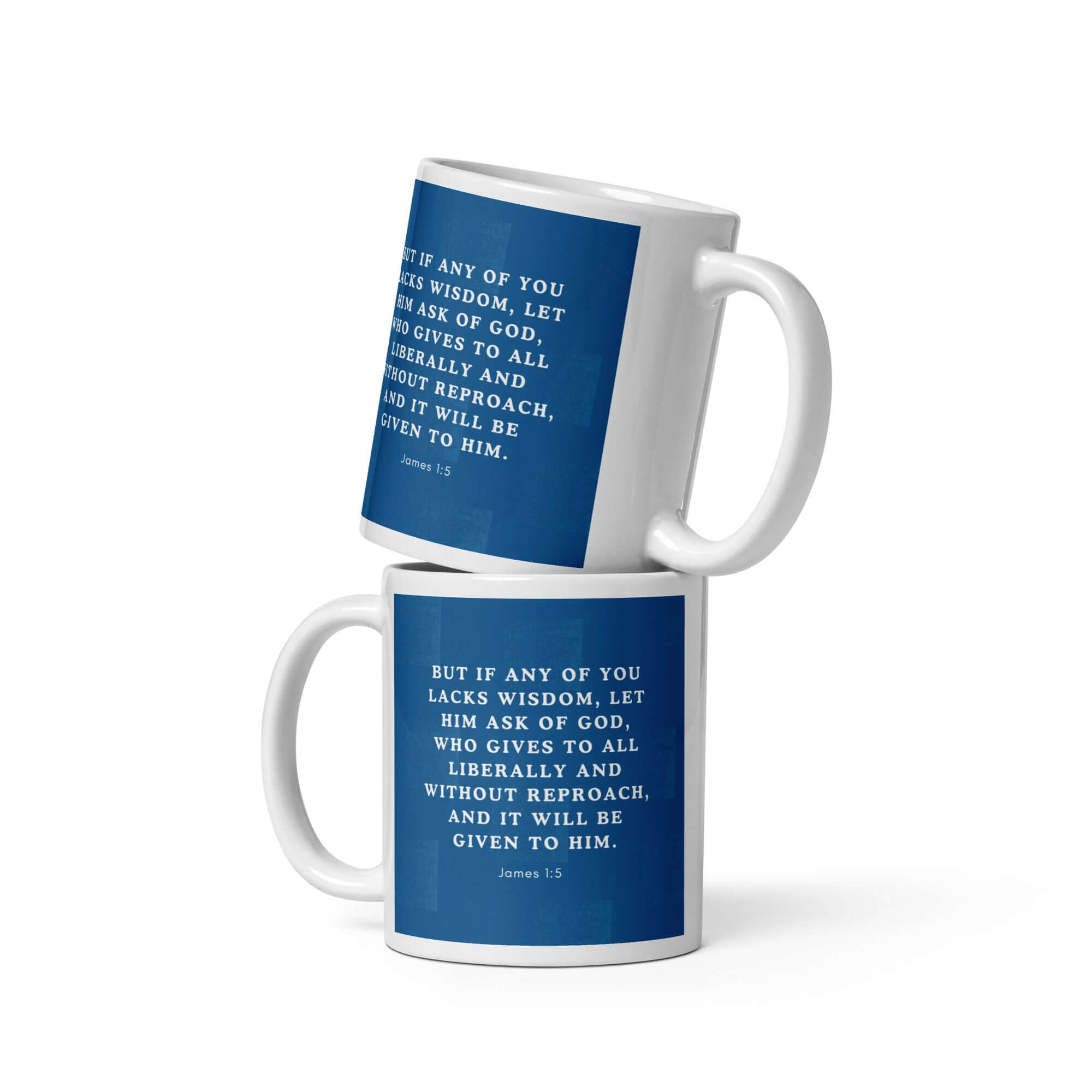 James 1:5 Bible Verse, gives to all White Glossy Mug 11 oz