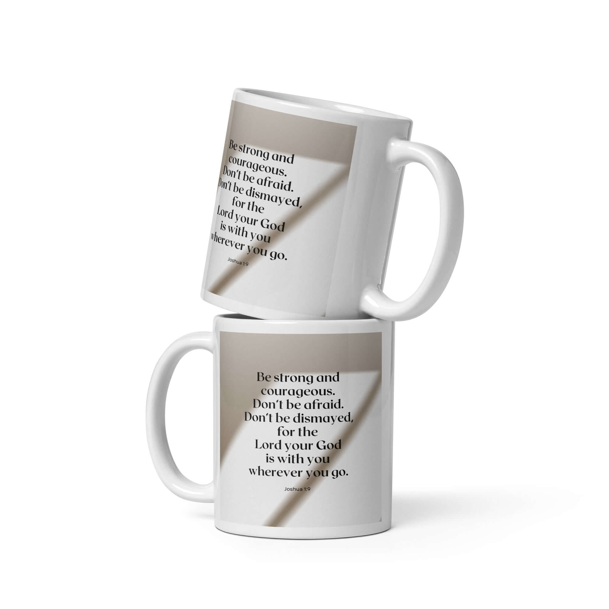 Joshua 1:9 Bible Verse, for the Lord White Glossy Mug 11 oz