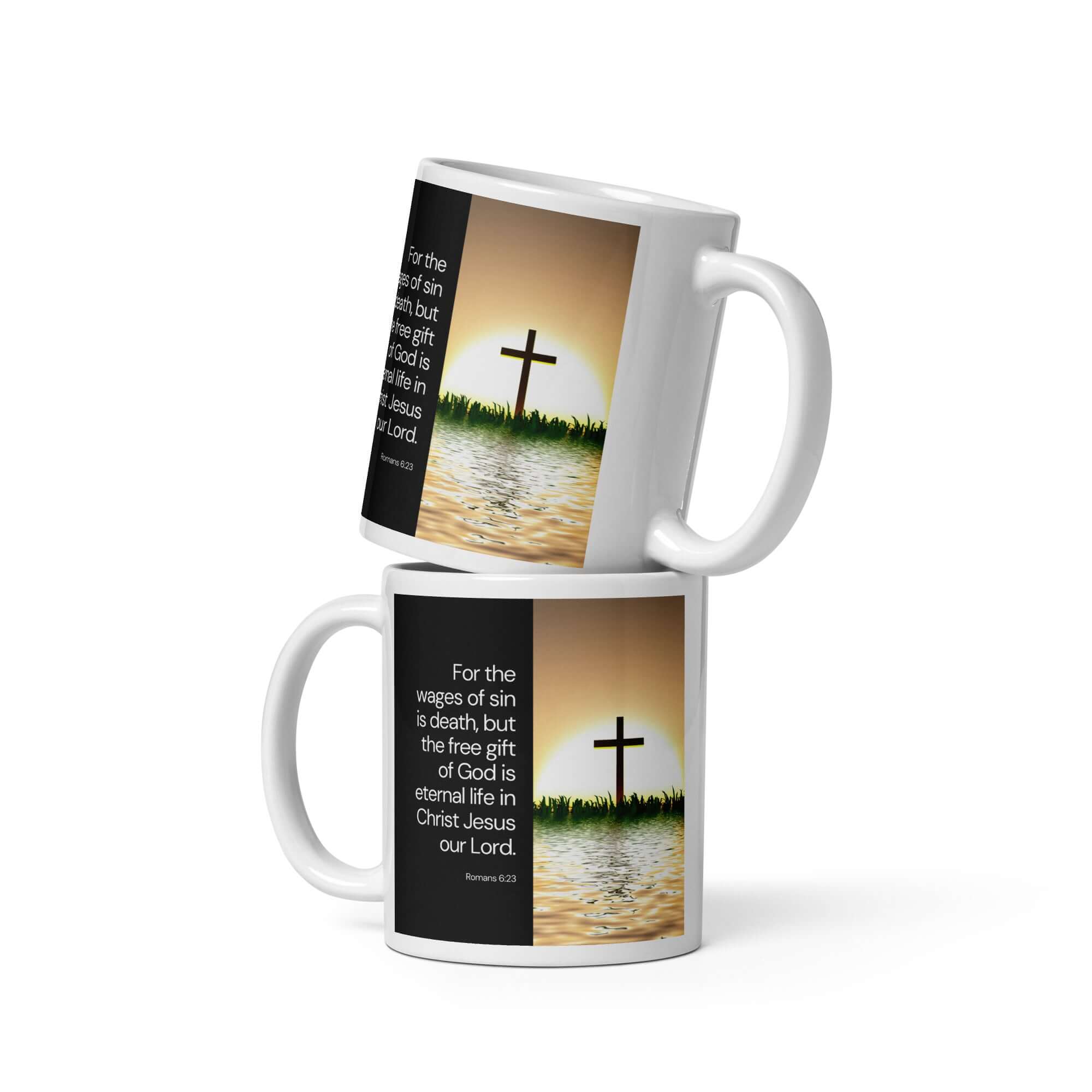 Romans 6:23 Bible Verse, the wages White Glossy Mug 11 oz