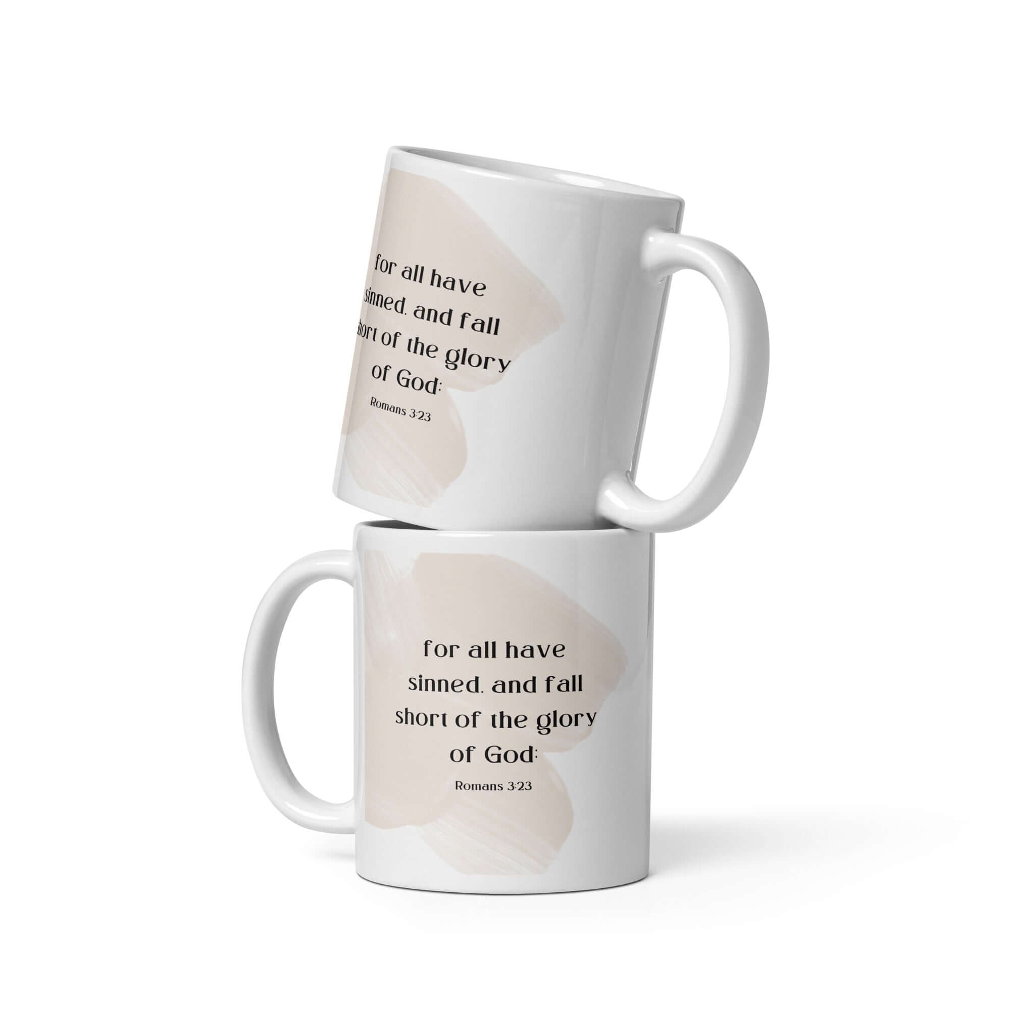 Romans 3:23 Bible Verse, fall short White Glossy Mug 11 oz