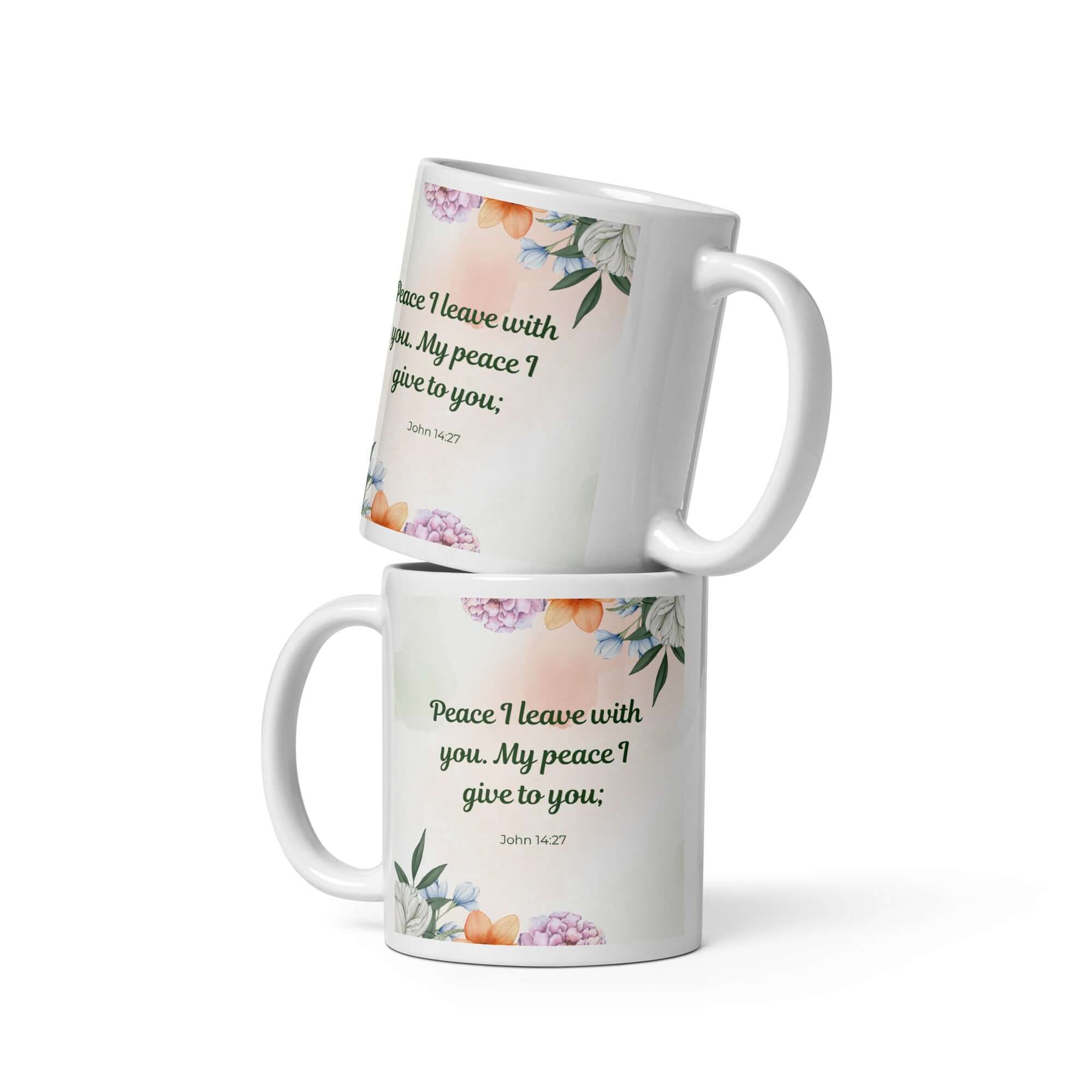 John 14:27 Bible Verse, with you White Glossy Mug 11 oz