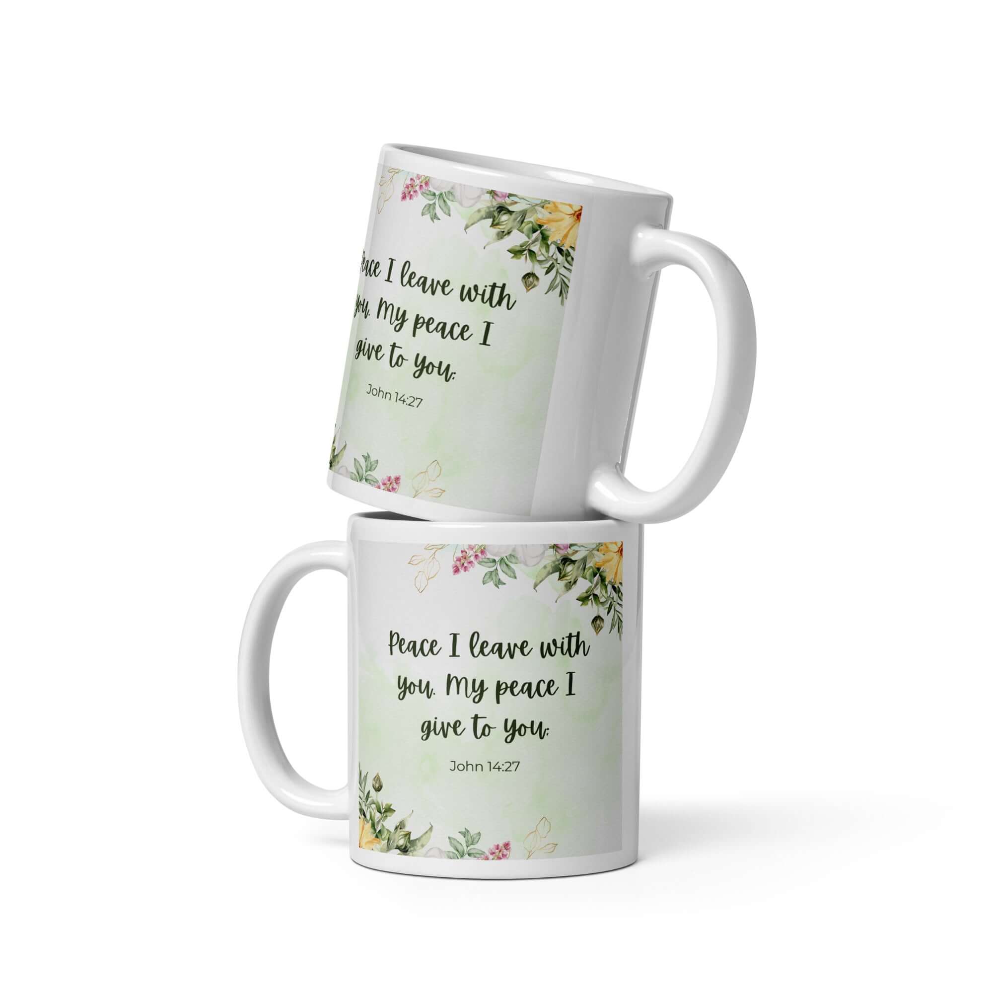 John 14:27 Bible Verse, My peace White Glossy Mug 11 oz
