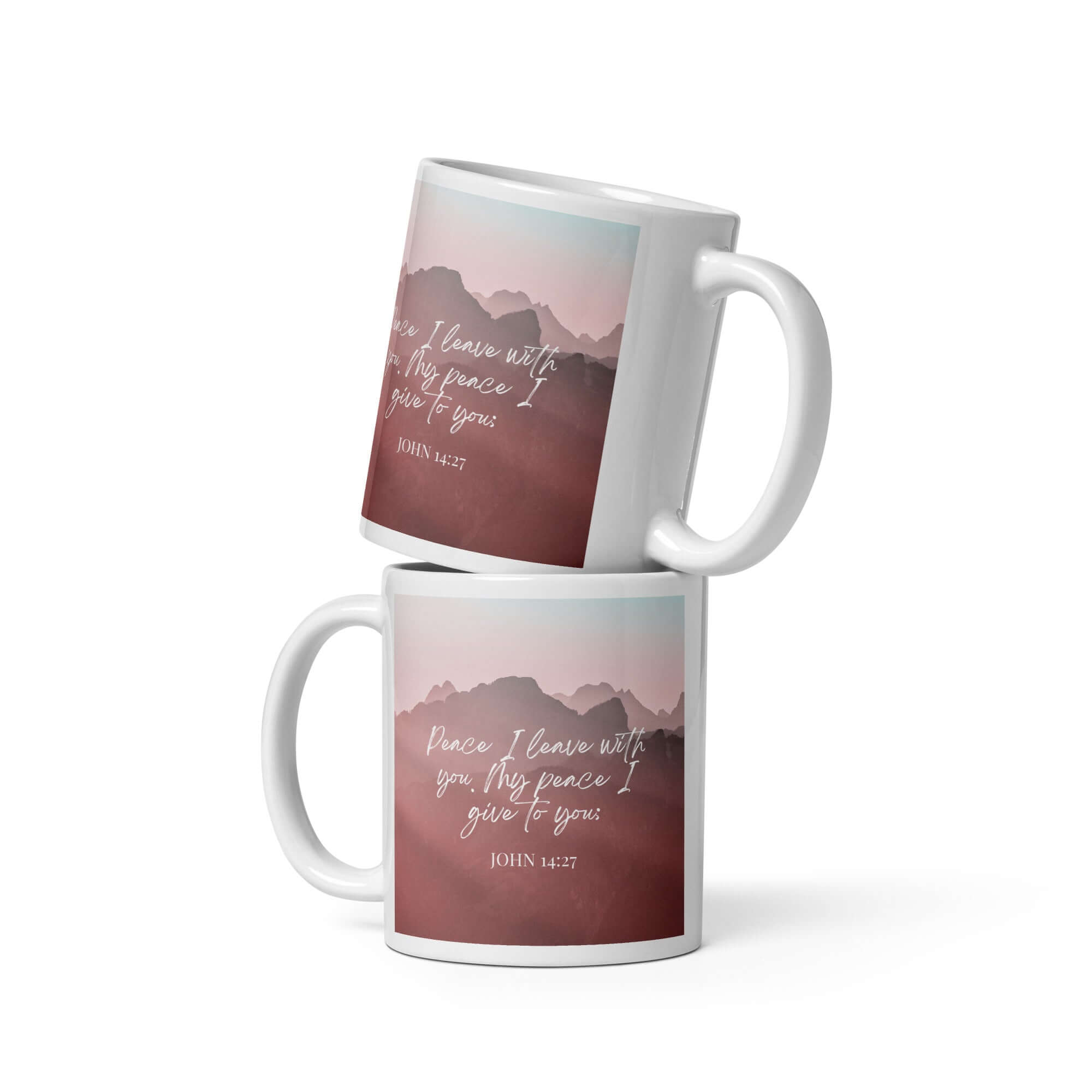 John 14:27 Bible Verse, I give you White Glossy Mug 11 oz