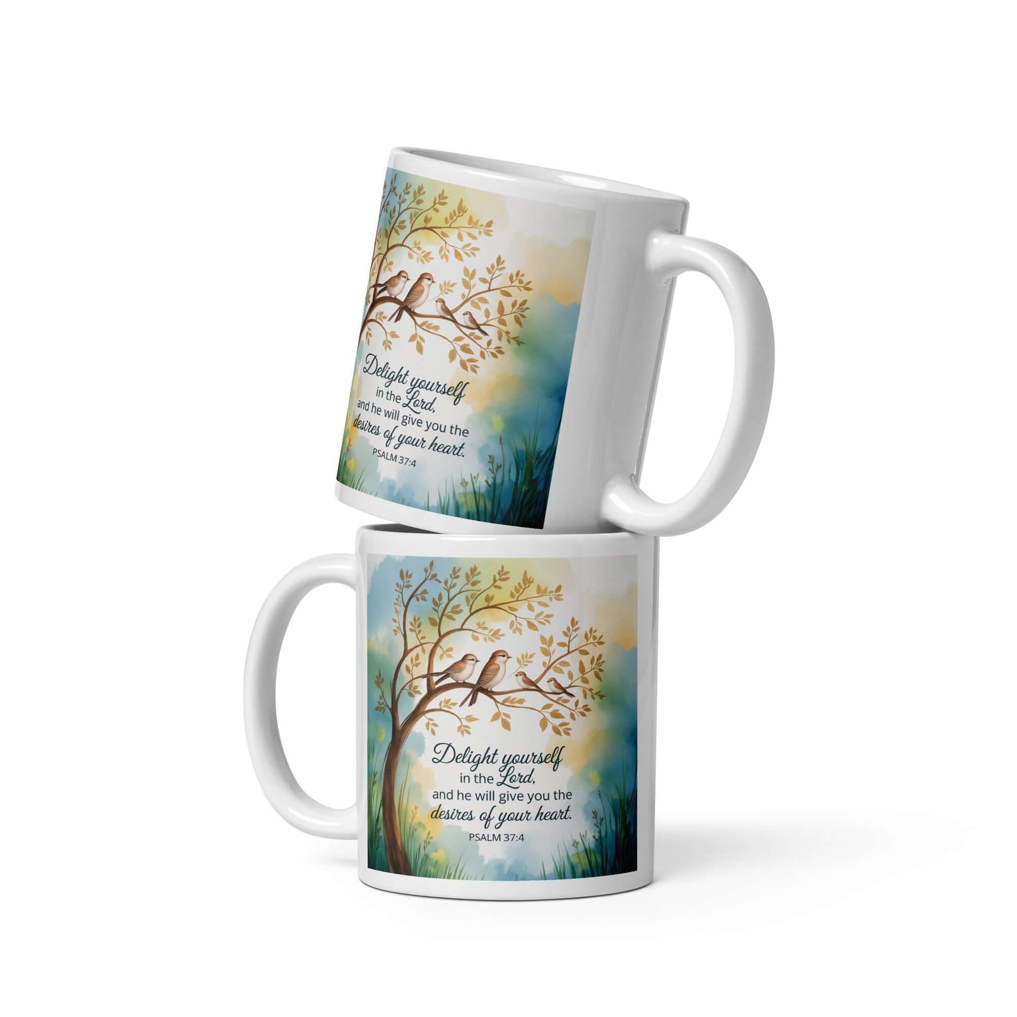 Psalm 37:4 Bible Verse, Yourself White Glossy Mug 11 oz