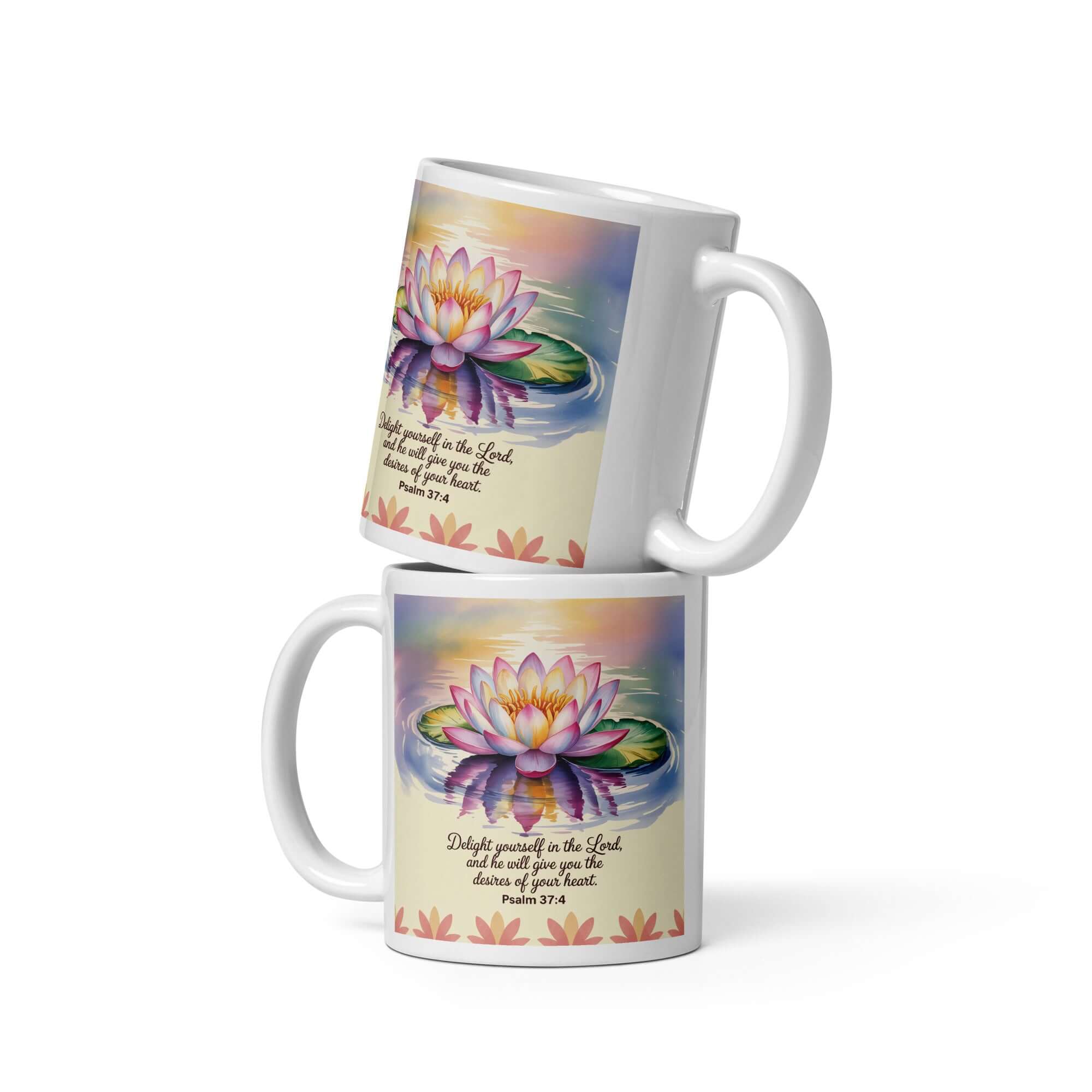 Psalm 37:4 Bible Verse, the Lord White Glossy Mug 11 oz