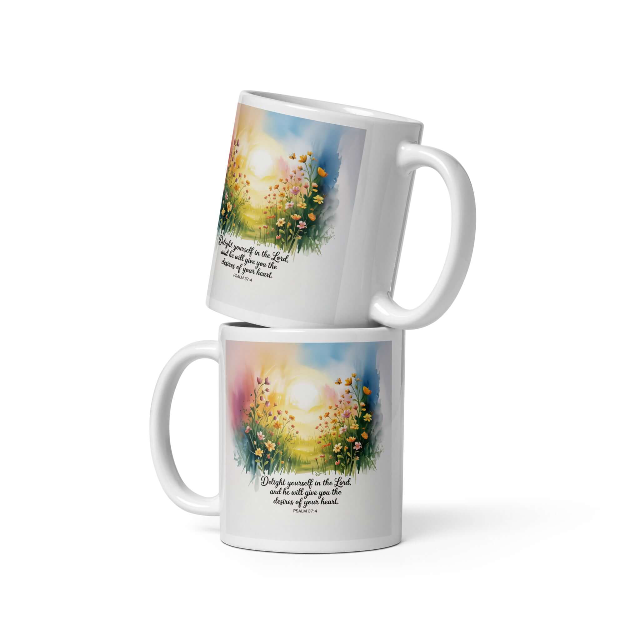 Psalm 37:4 Bible Verse, will give White Glossy Mug 11 oz