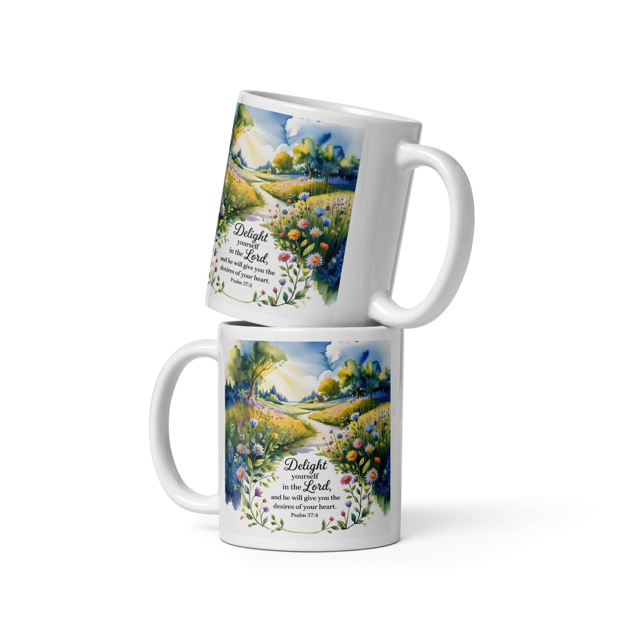 Psalm 37:4 Bible Verse, desires White Glossy Mug 11 oz