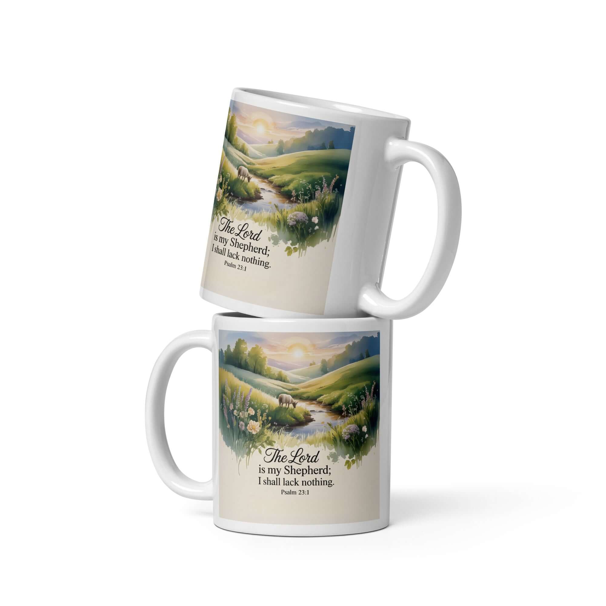 Psalm 23:1 Bible Verse, Lord White Glossy Mug 11 oz
