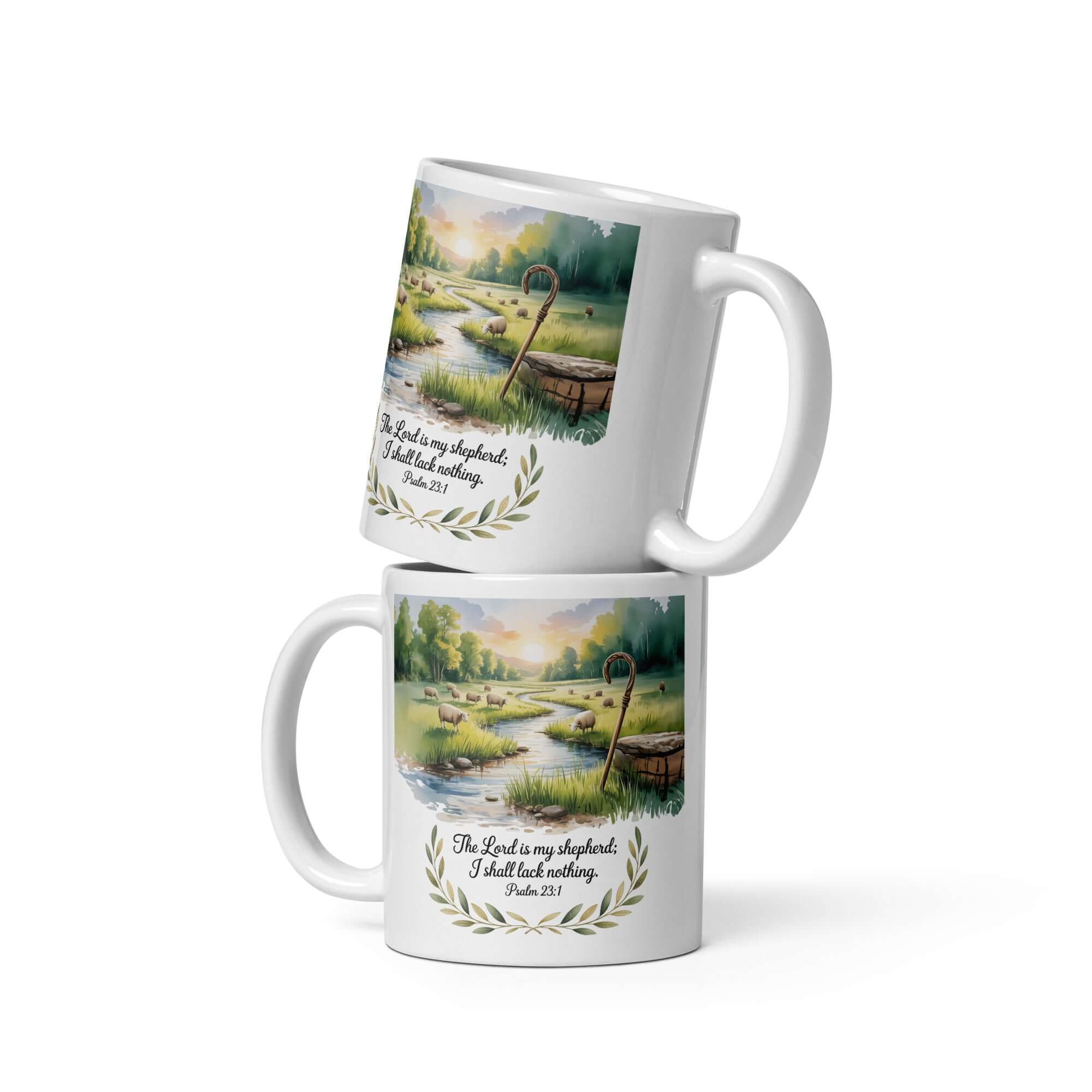 Psalm 23:1 Bible Verse, is my White Glossy Mug 11 oz