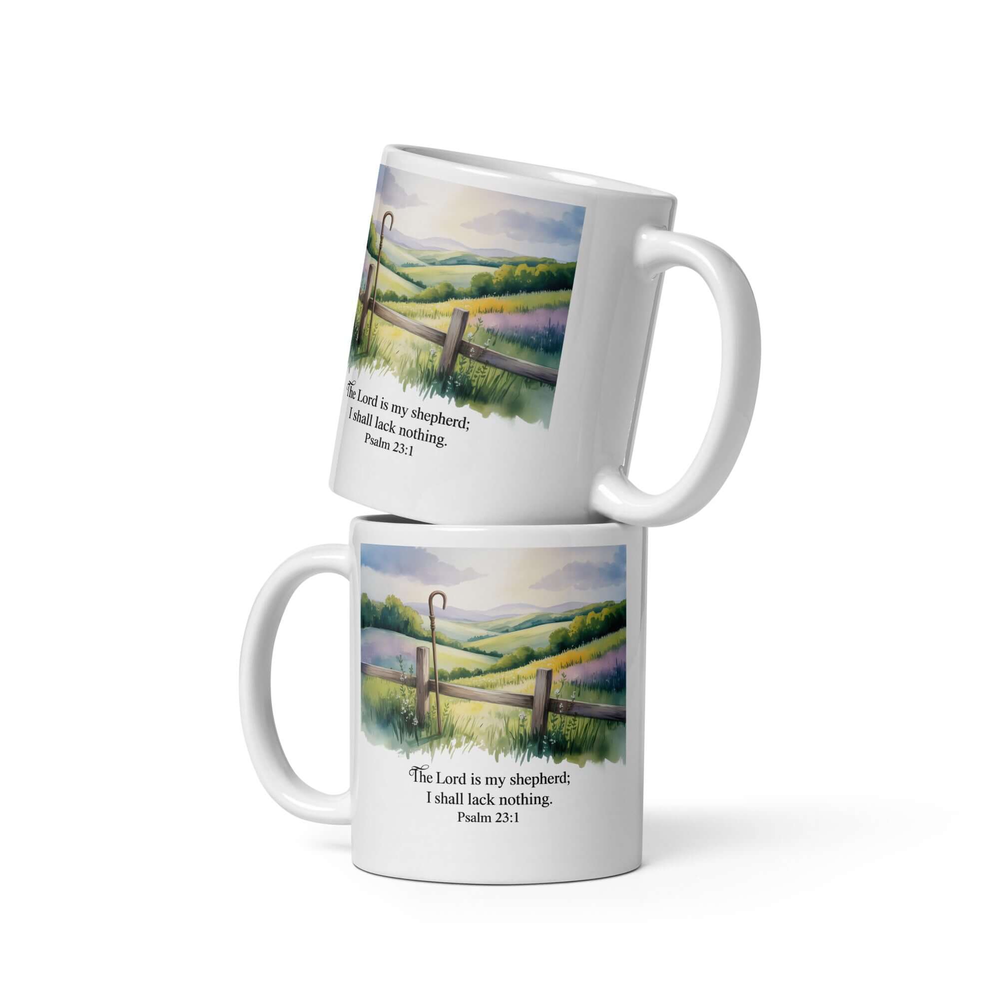 Psalm 23:1 Bible Verse, Lack White Glossy Mug 11 oz