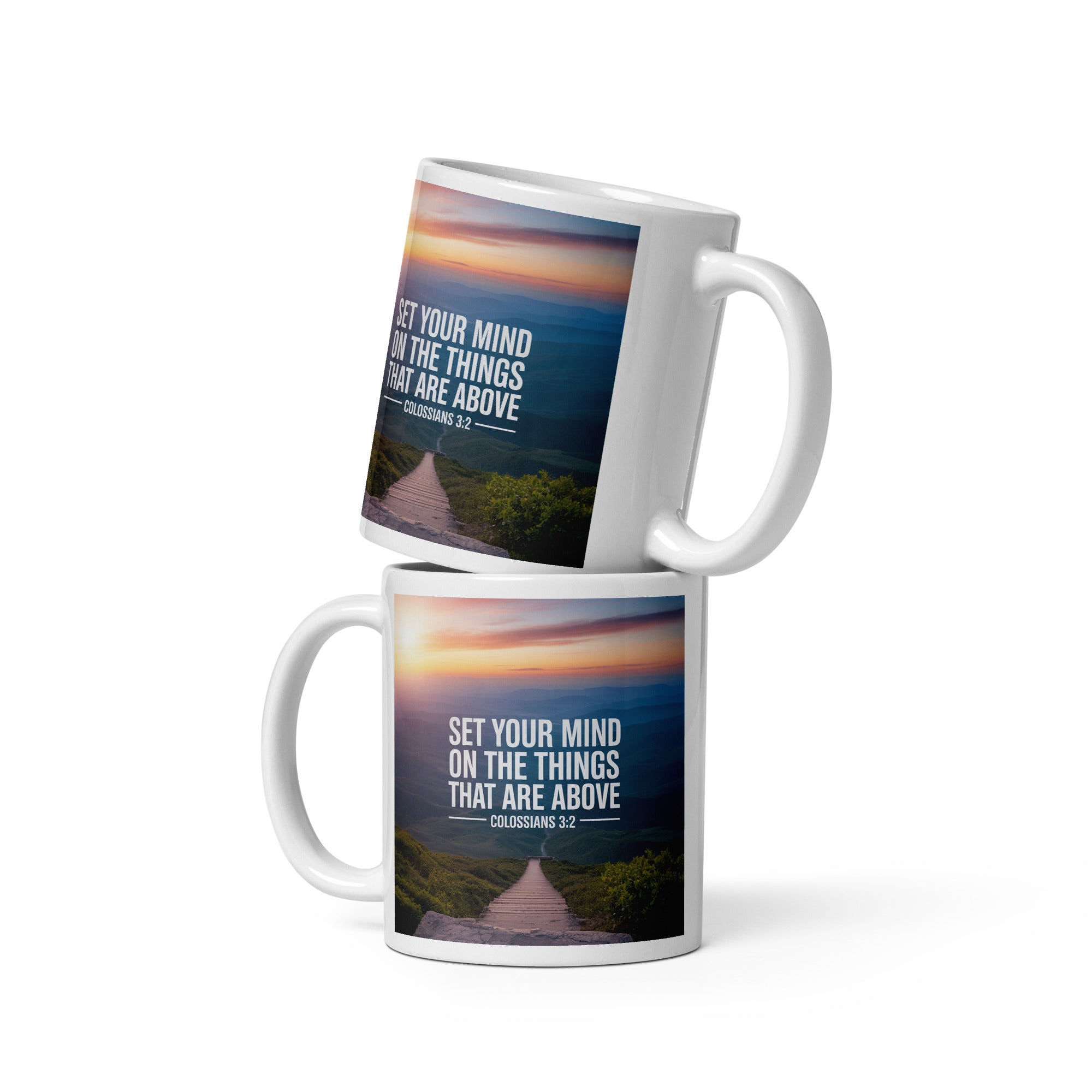 Colossians 3:2 Bible Verse your mind White Glossy Mug 11 oz
