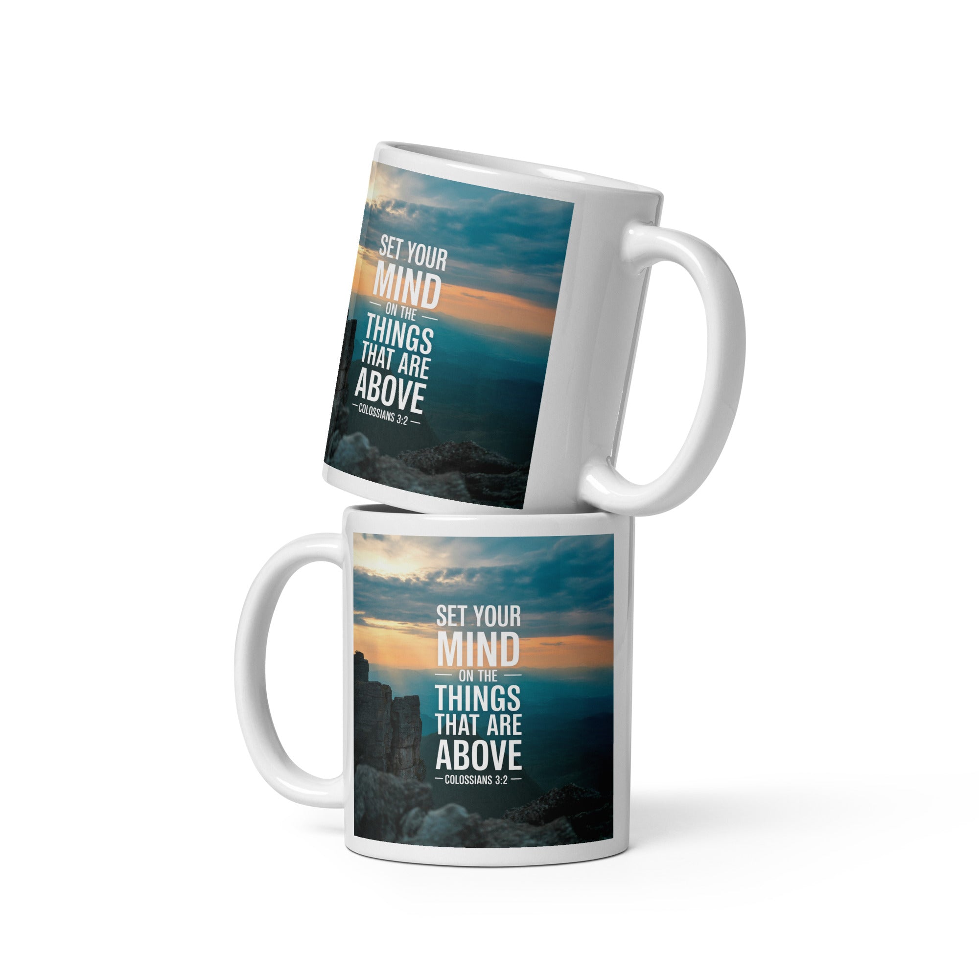 Colossians 3:2 Bible Verse on the White Glossy Mug 11 oz