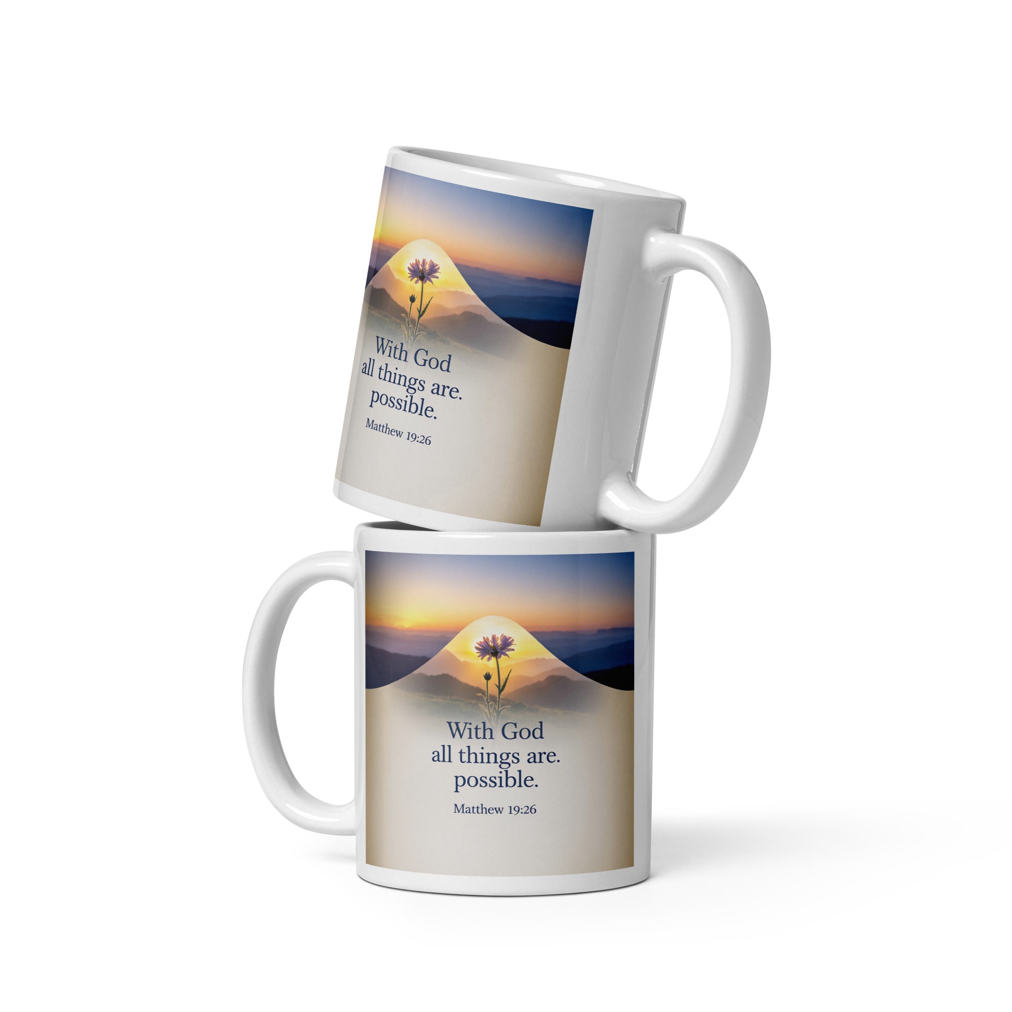 Matthew 19:26 Bible Verse at them White Glossy Mug 11 oz
