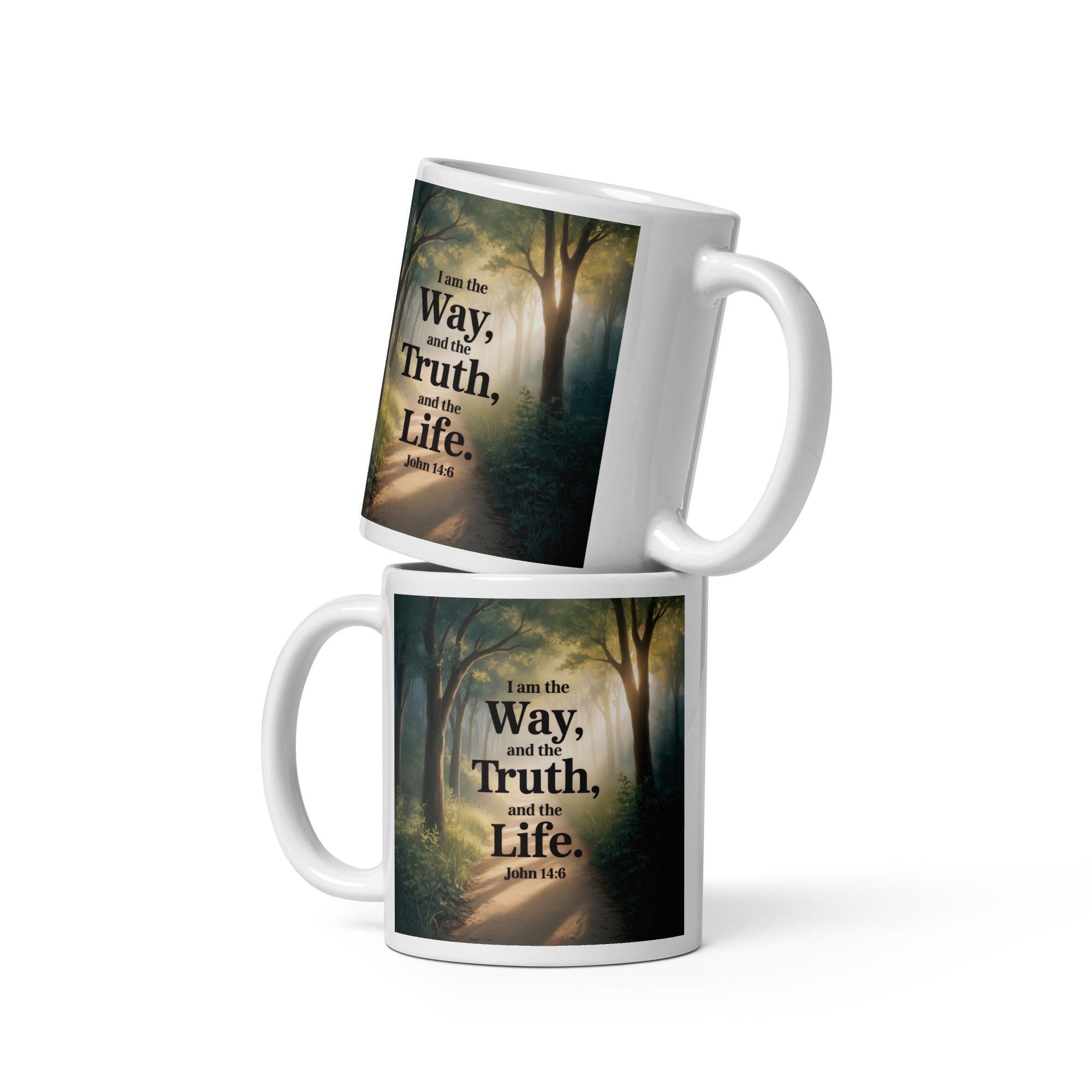 John 14:6 Bible Verse The Life White Glossy Mug 11 oz