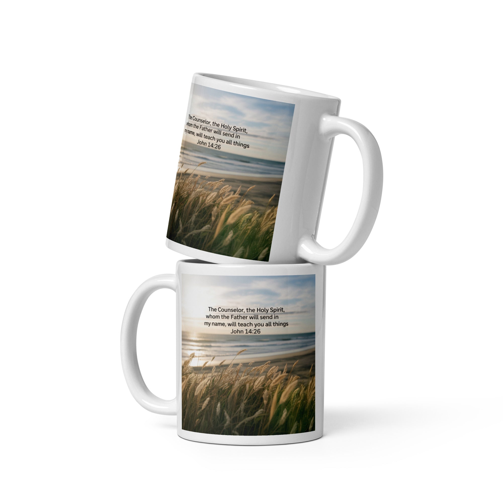 John 14:26 Bible Verse in my name White Glossy Mug 11 oz