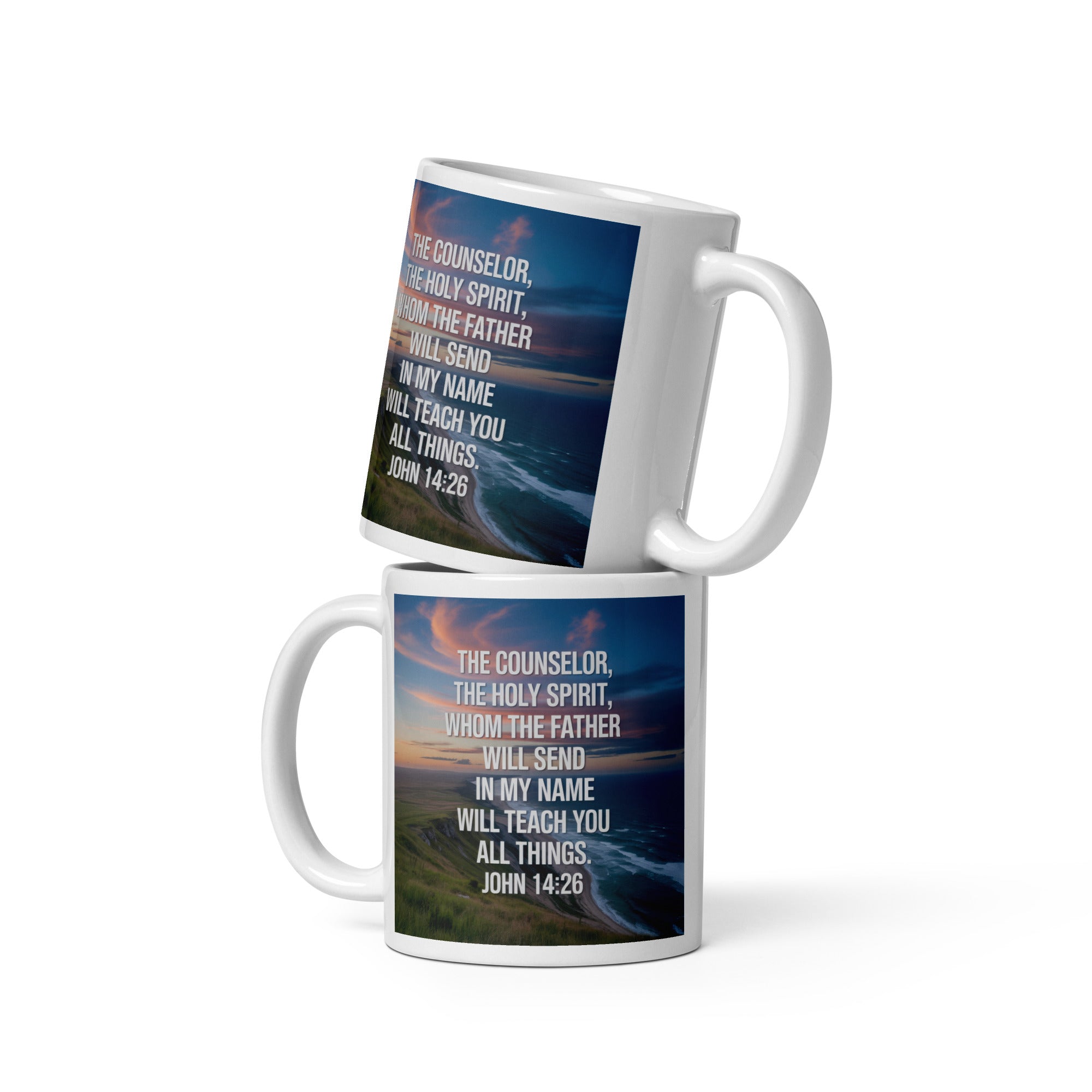 John 14:26 Bible Verse will teach White Glossy Mug 11 oz