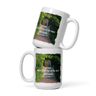Revelation 3:20 Bible Verse, Garden Doorway White Glossy Mug 15 oz