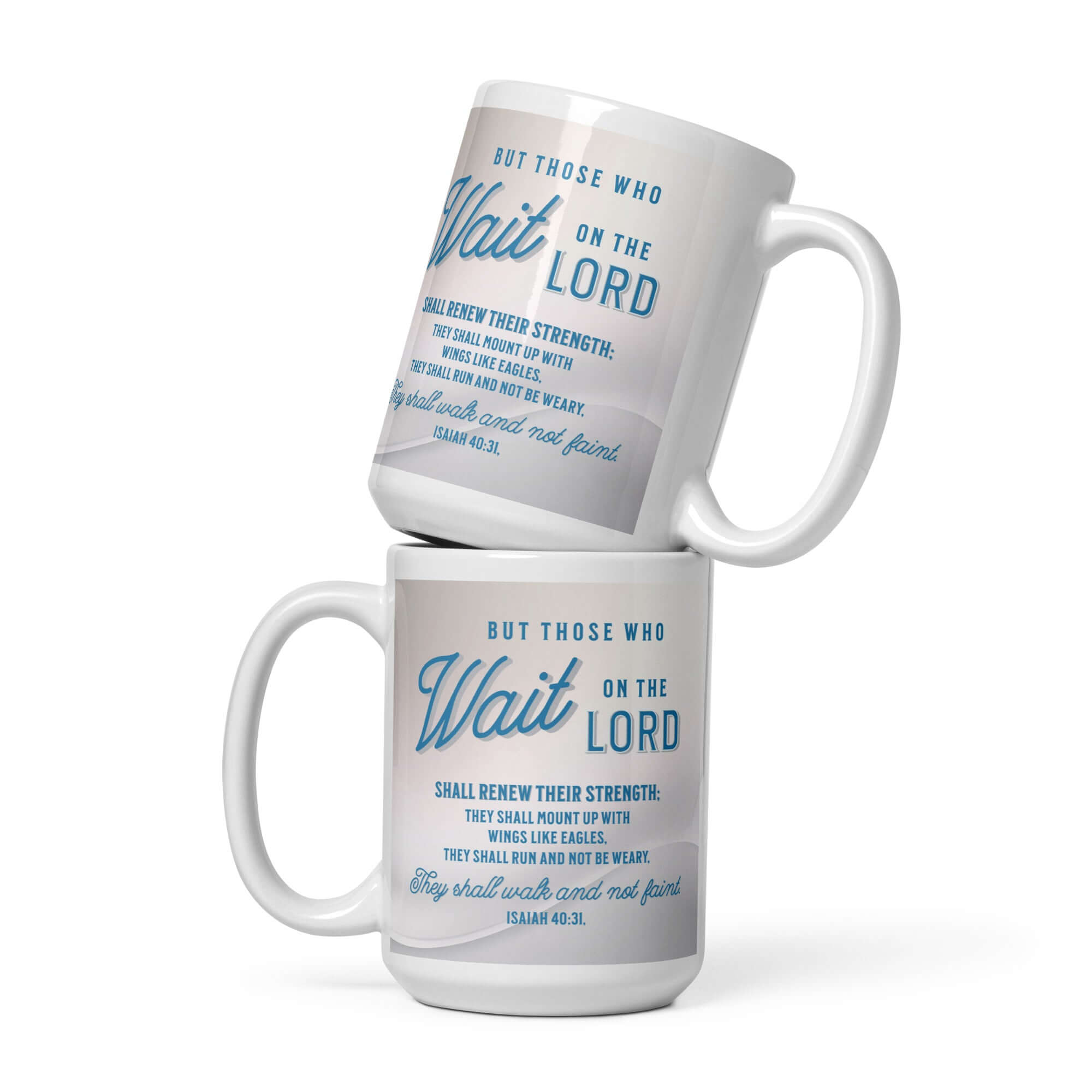 Isaiah 40:31 Bible Verse, Wings like Eagles White Glossy Mug 15 oz
