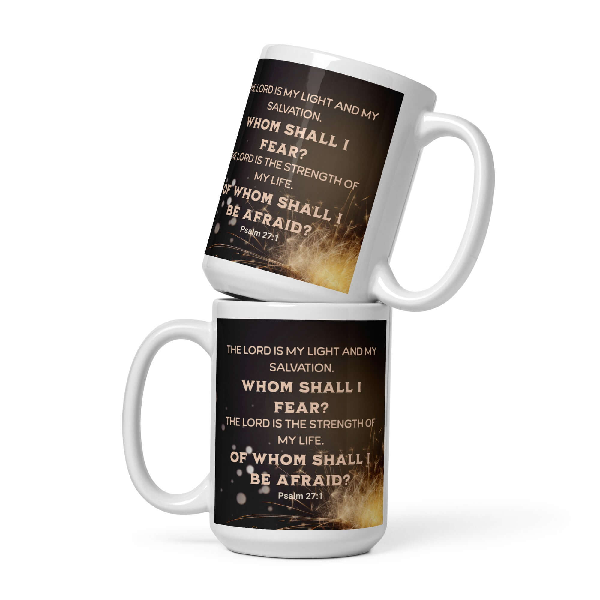 Psalm 27:1 Bible Verse, The LORD is My Light White Glossy Mug 15 oz