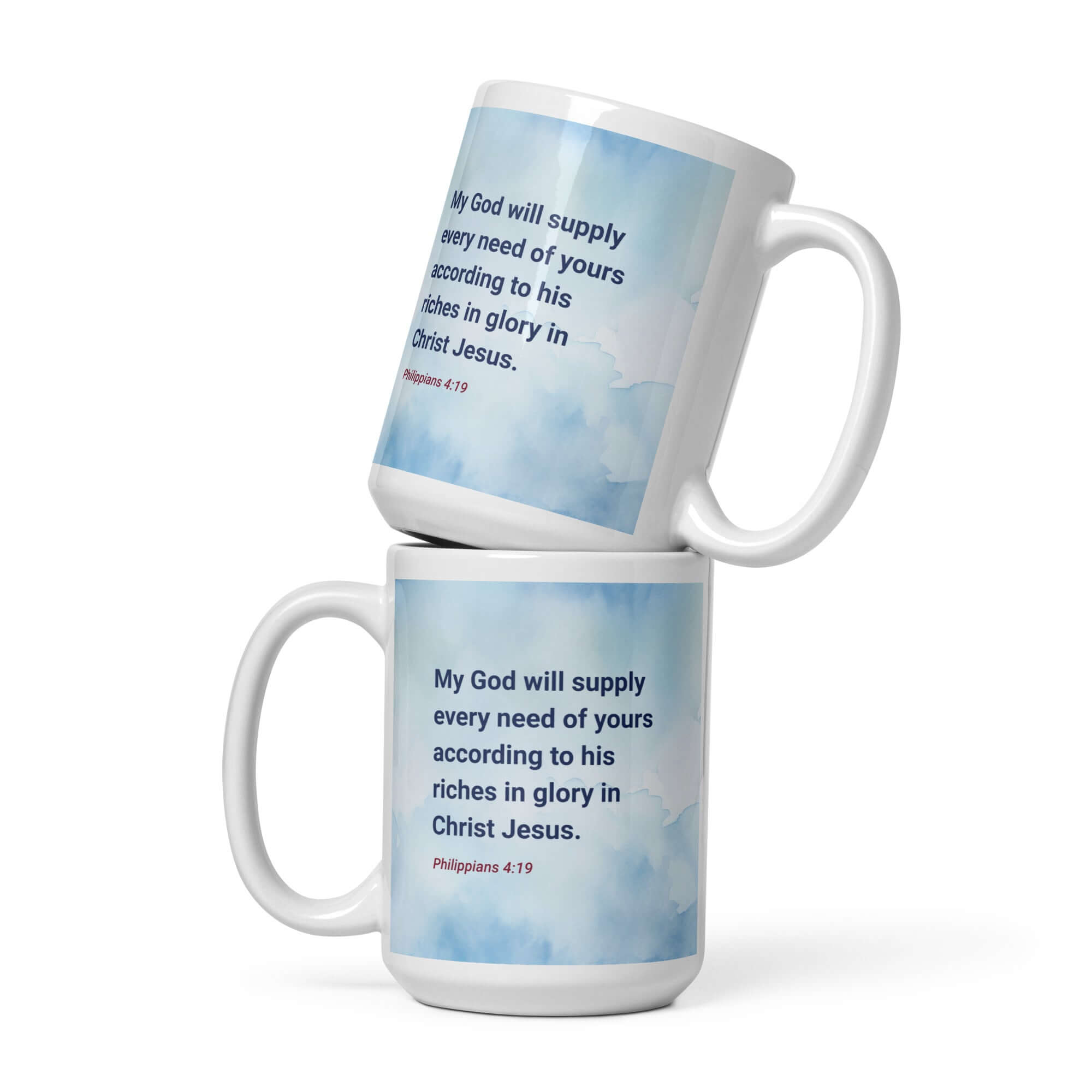 Philippians 4:19 Bible Verse, God will supply White Glossy Mug 15 oz