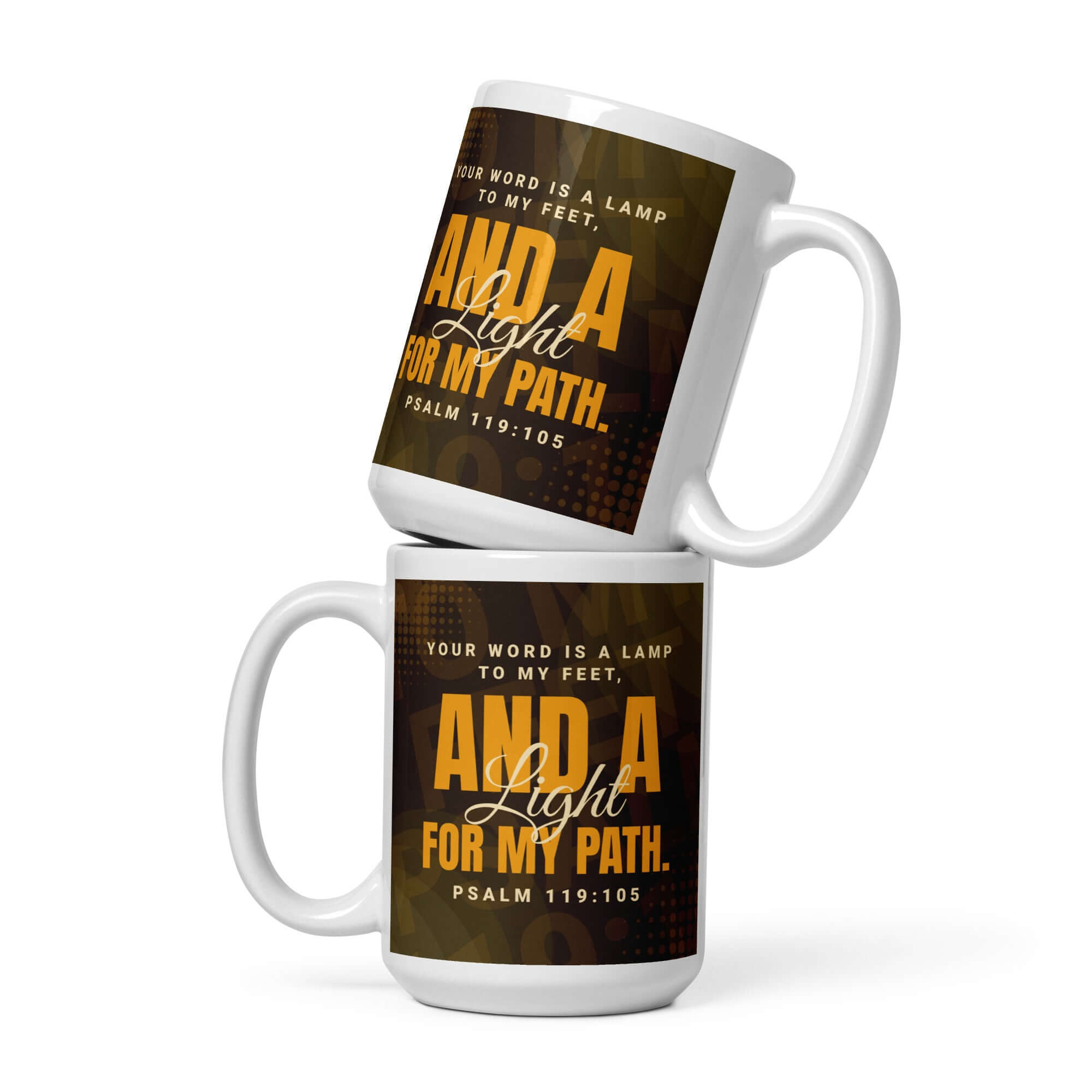 Psalm 119:105 Bible Verse, lamp to my feet White Glossy Mug 15 oz