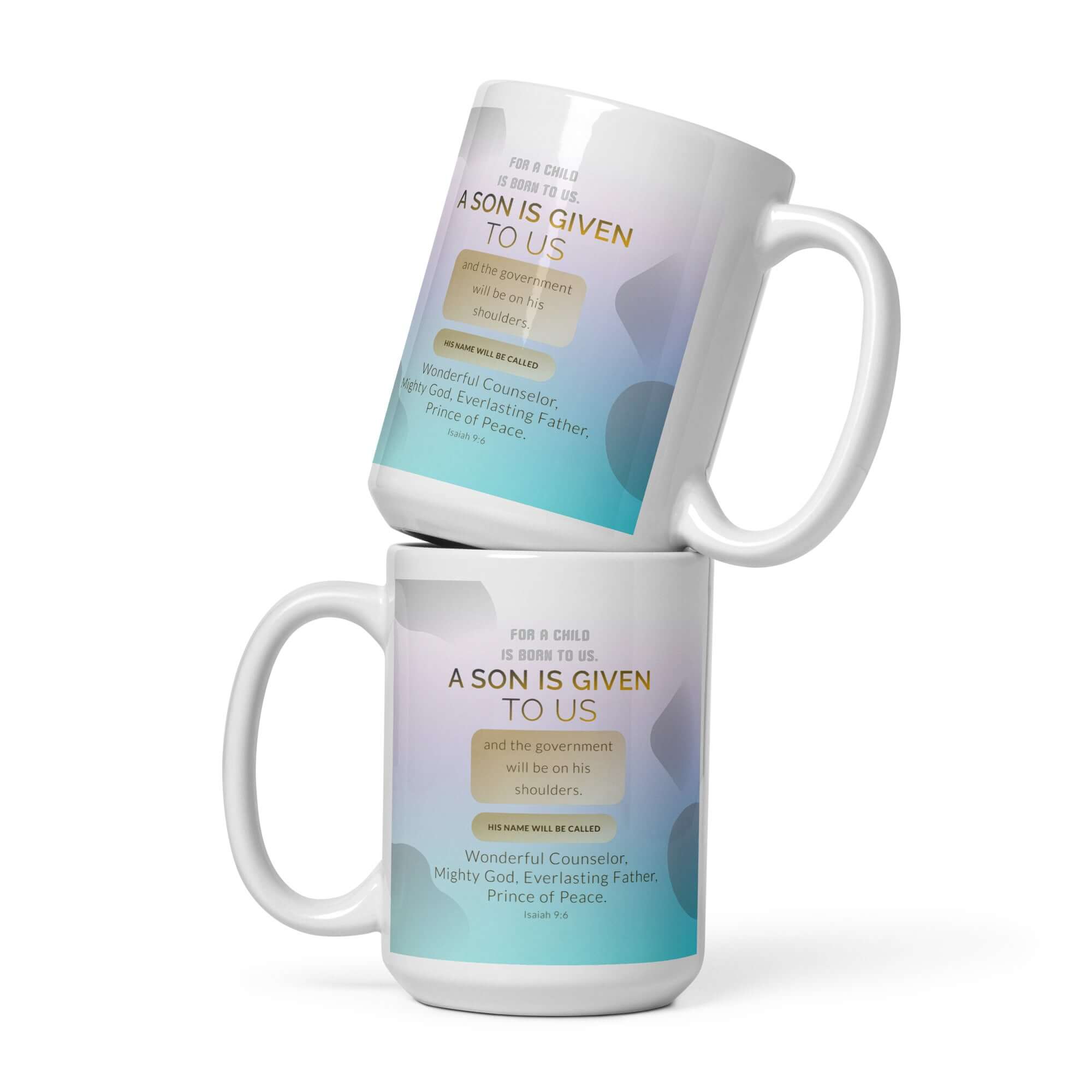 Isaiah 9:6 Bible Verse, Wonderful Counselor White Glossy Mug 15 oz