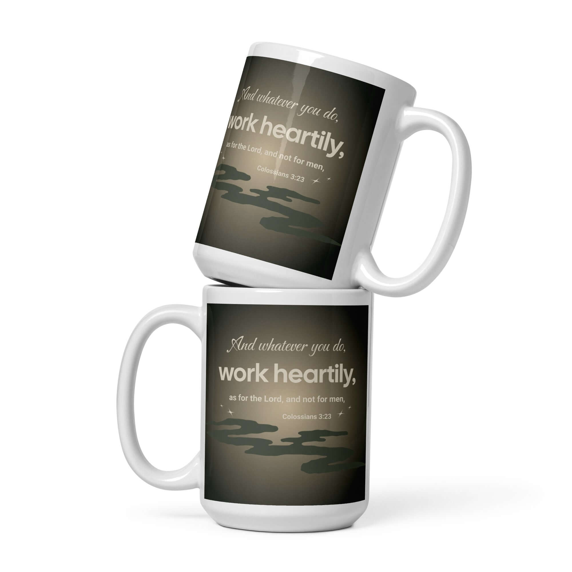 Colossians 3:23 Bible Verse, as for the Lord White Glossy Mug 15 oz
