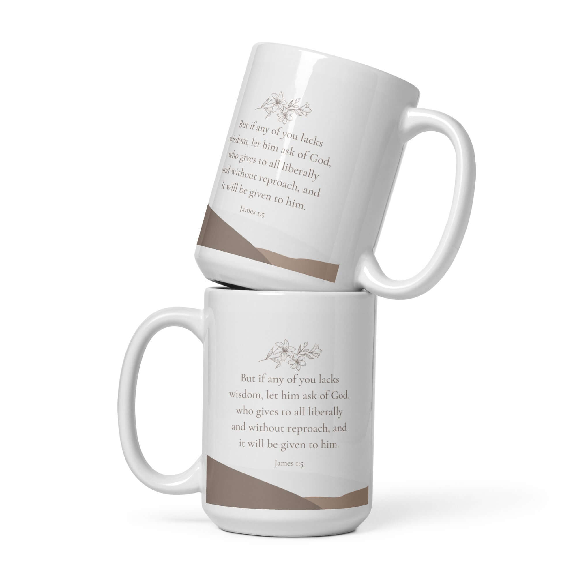 James 1:5 Bible Verse, ask of God White Glossy Mug 15 oz