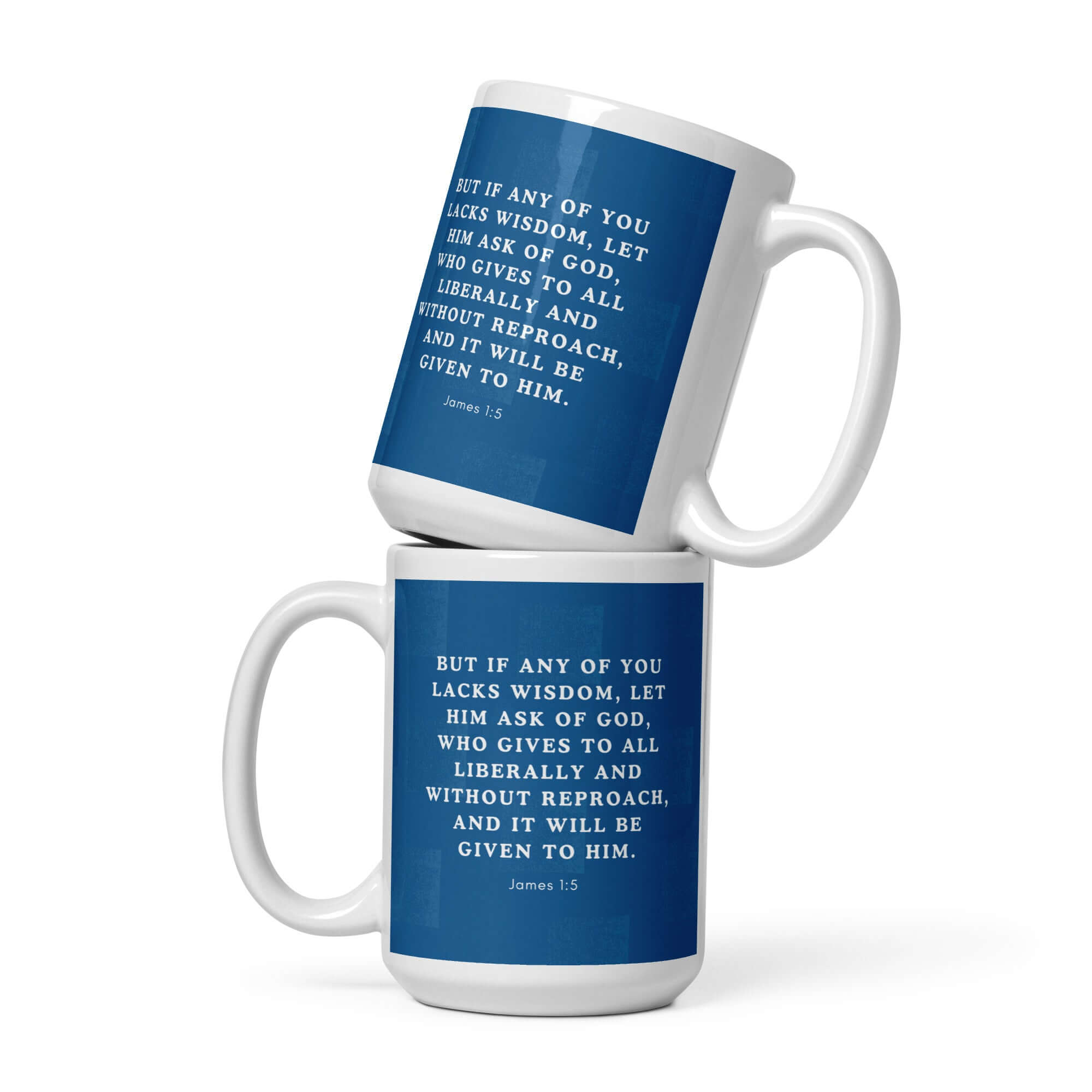 James 1:5 Bible Verse, gives to all White Glossy Mug 15 oz
