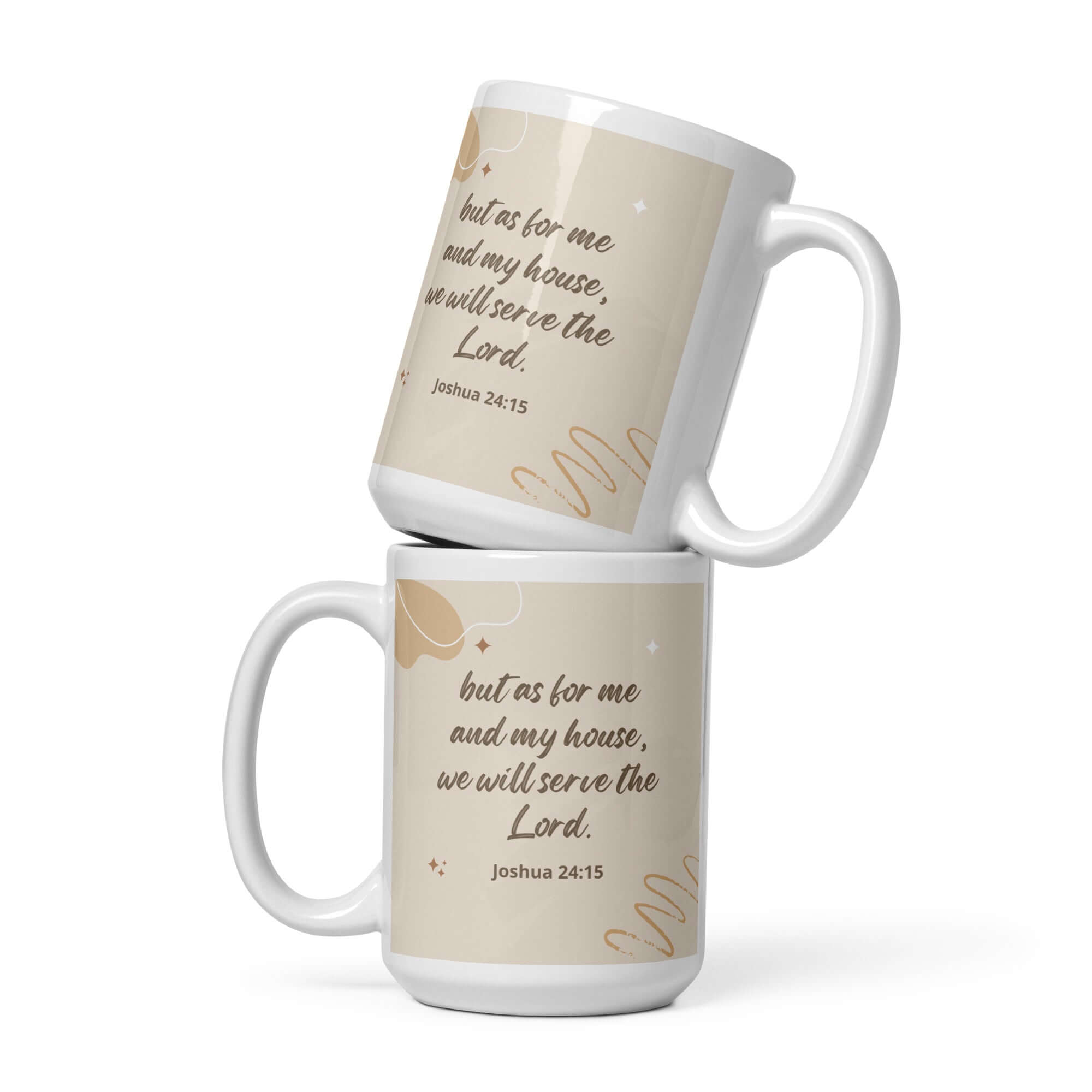 Joshua 24:15 Bible Verse, will serve White Glossy Mug 15 oz