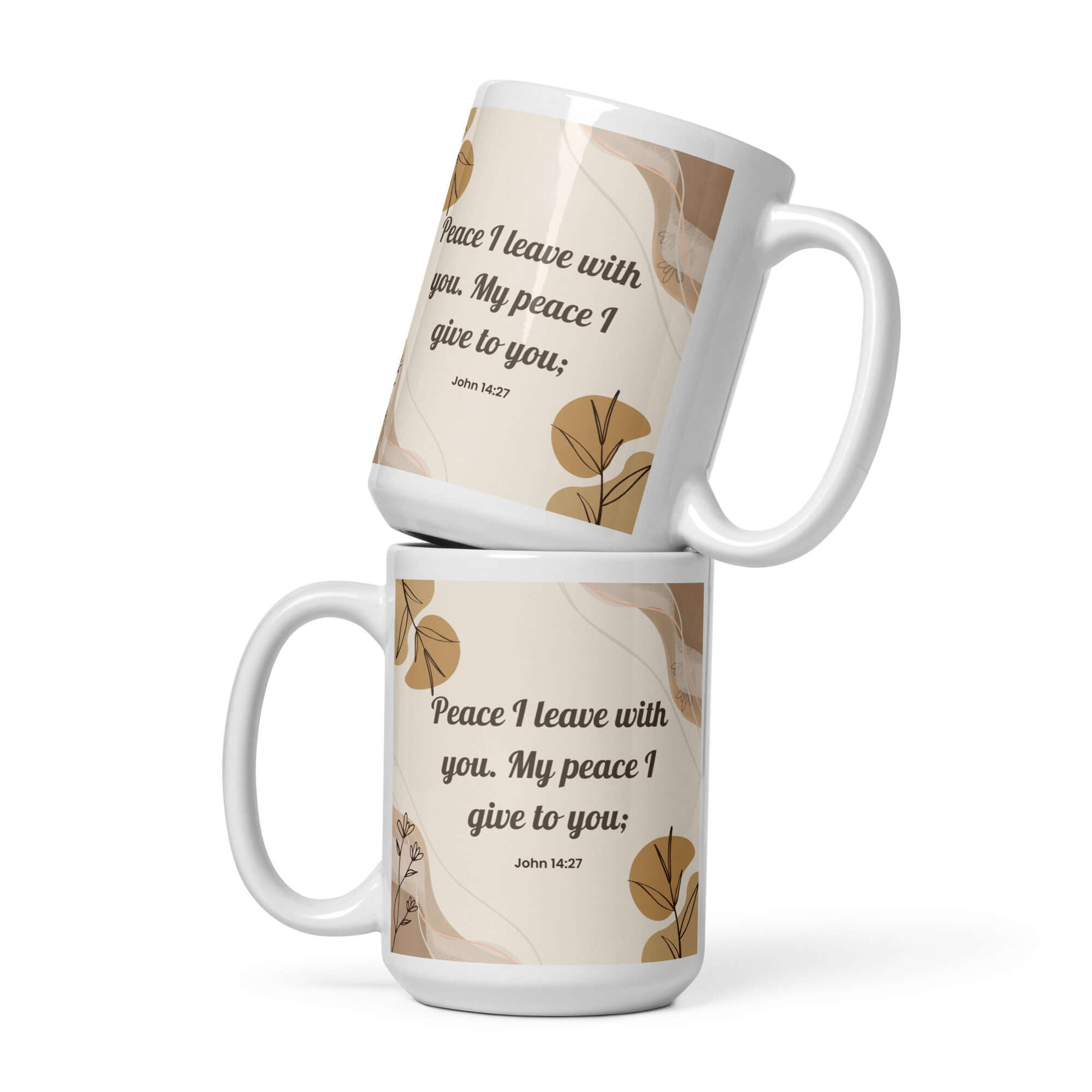 John 14:27 Bible Verse, Peace I White Glossy Mug 15 oz