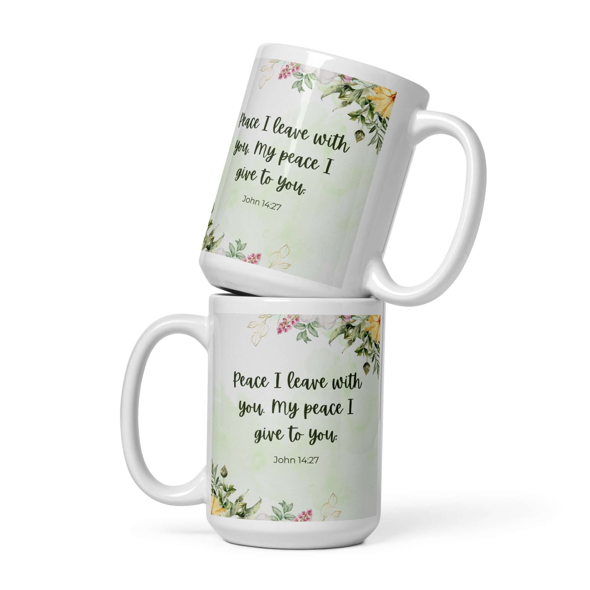 John 14:27 Bible Verse, My peace White Glossy Mug 15 oz