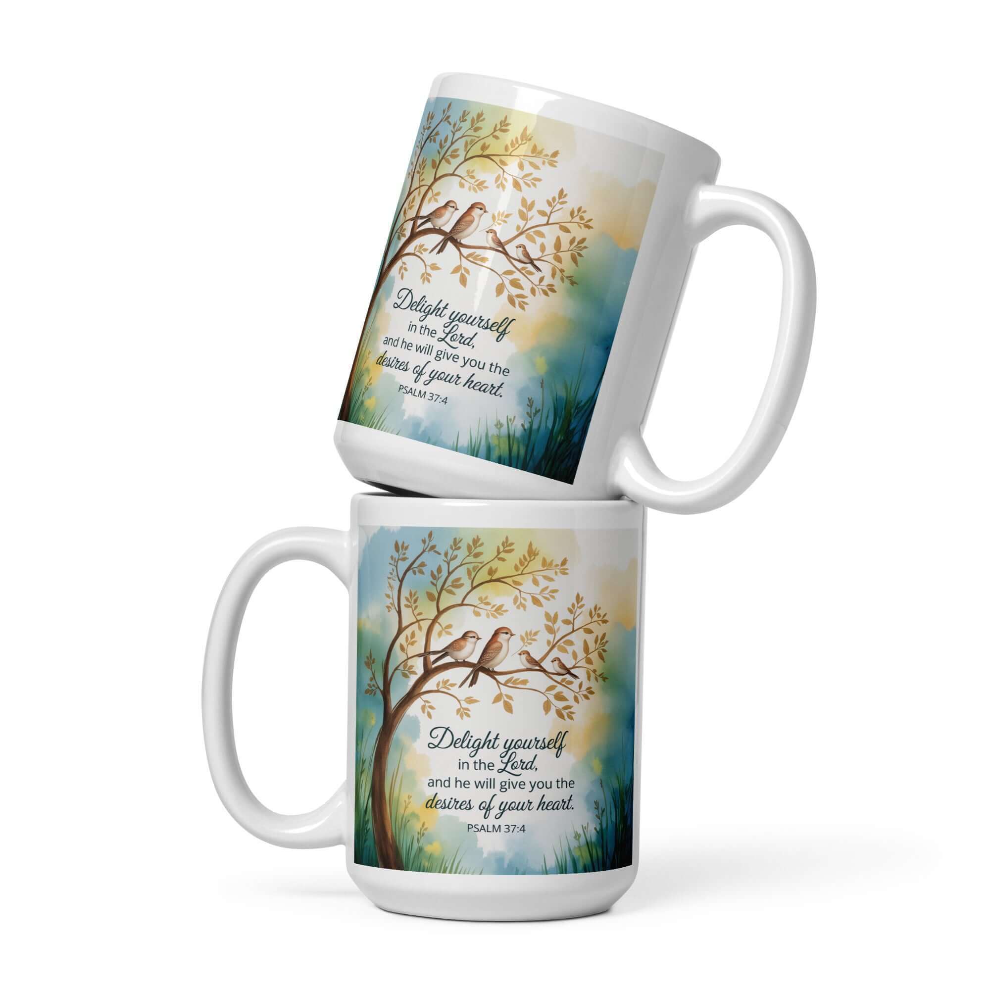 Psalm 37:4 Bible Verse, Yourself White Glossy Mug 15 oz