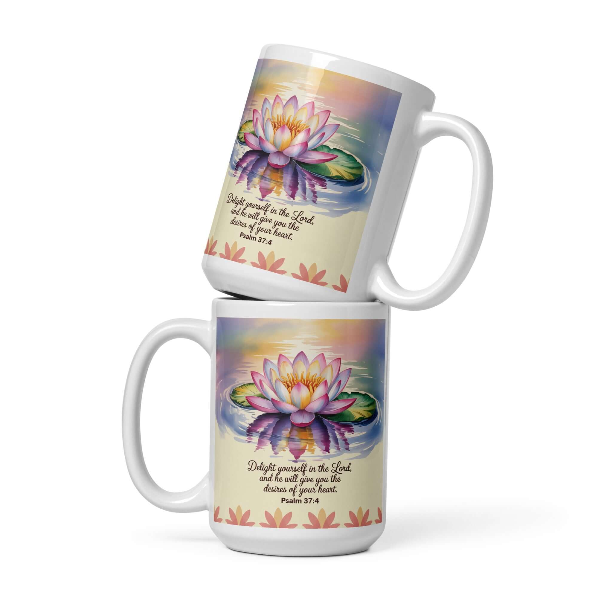 Psalm 37:4 Bible Verse, the Lord White Glossy Mug 15 oz
