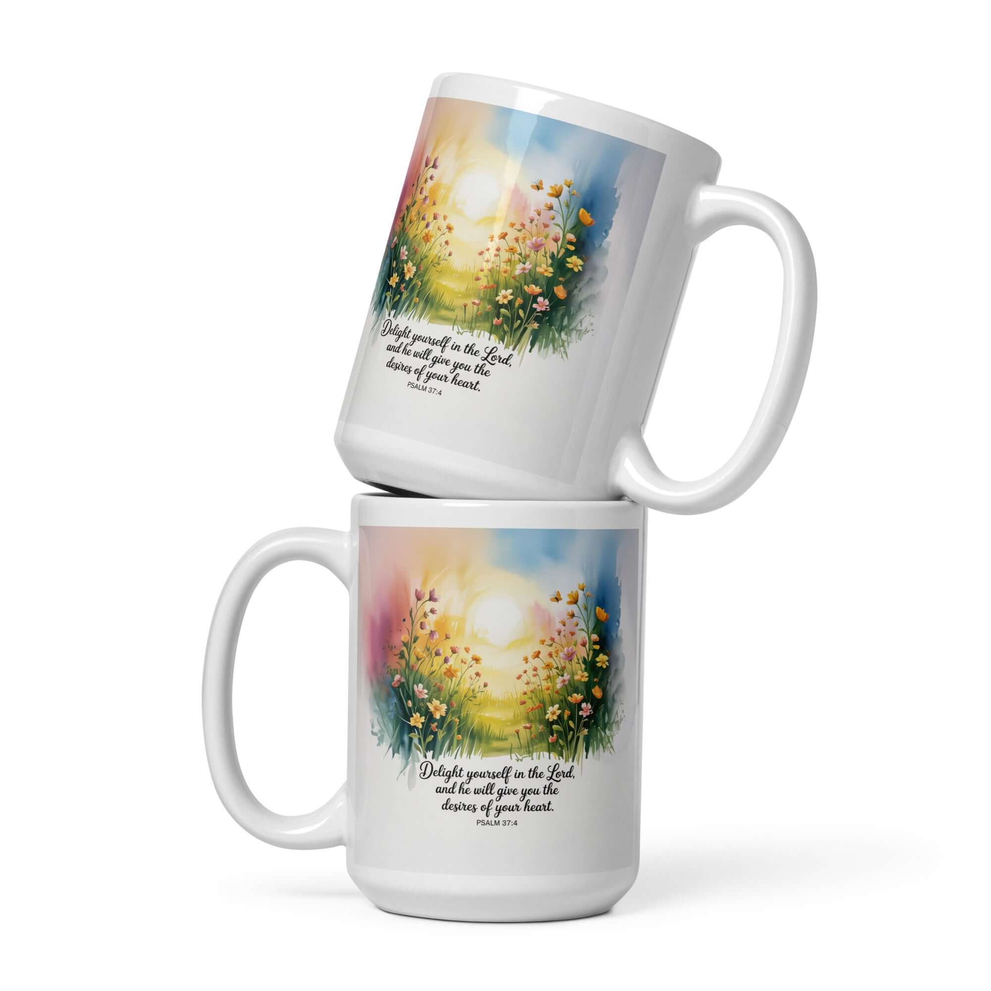 Psalm 37:4 Bible Verse, will give White Glossy Mug 15 oz