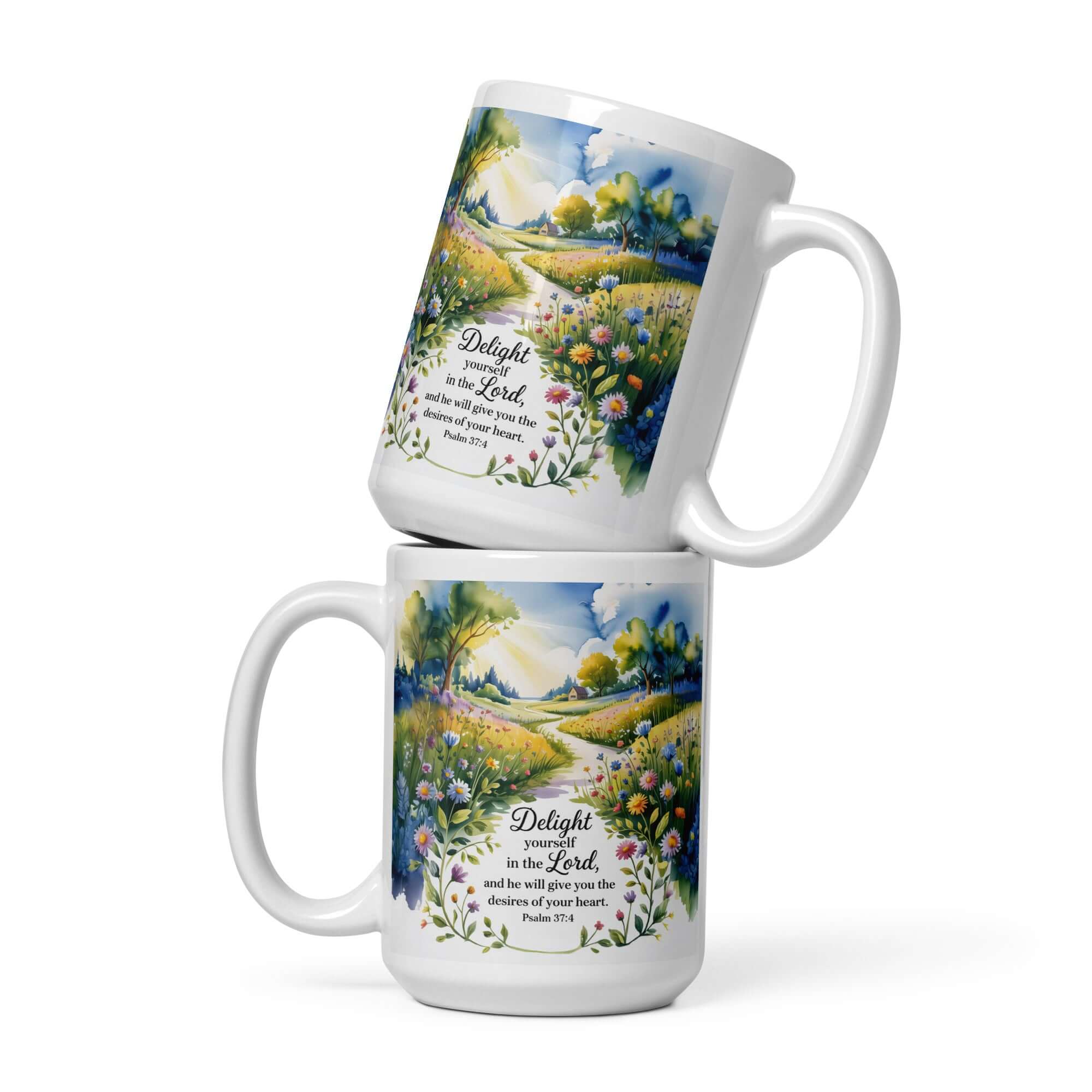 Psalm 37:4 Bible Verse, desires White Glossy Mug 15 oz