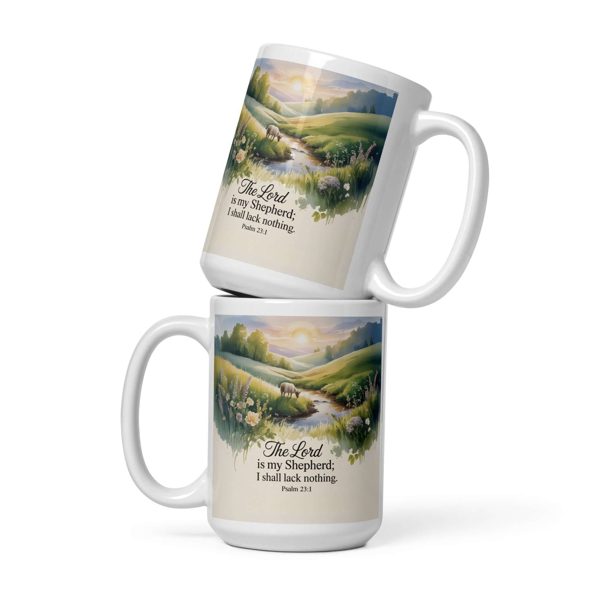 Psalm 23:1 Bible Verse, Lord White Glossy Mug 15 oz