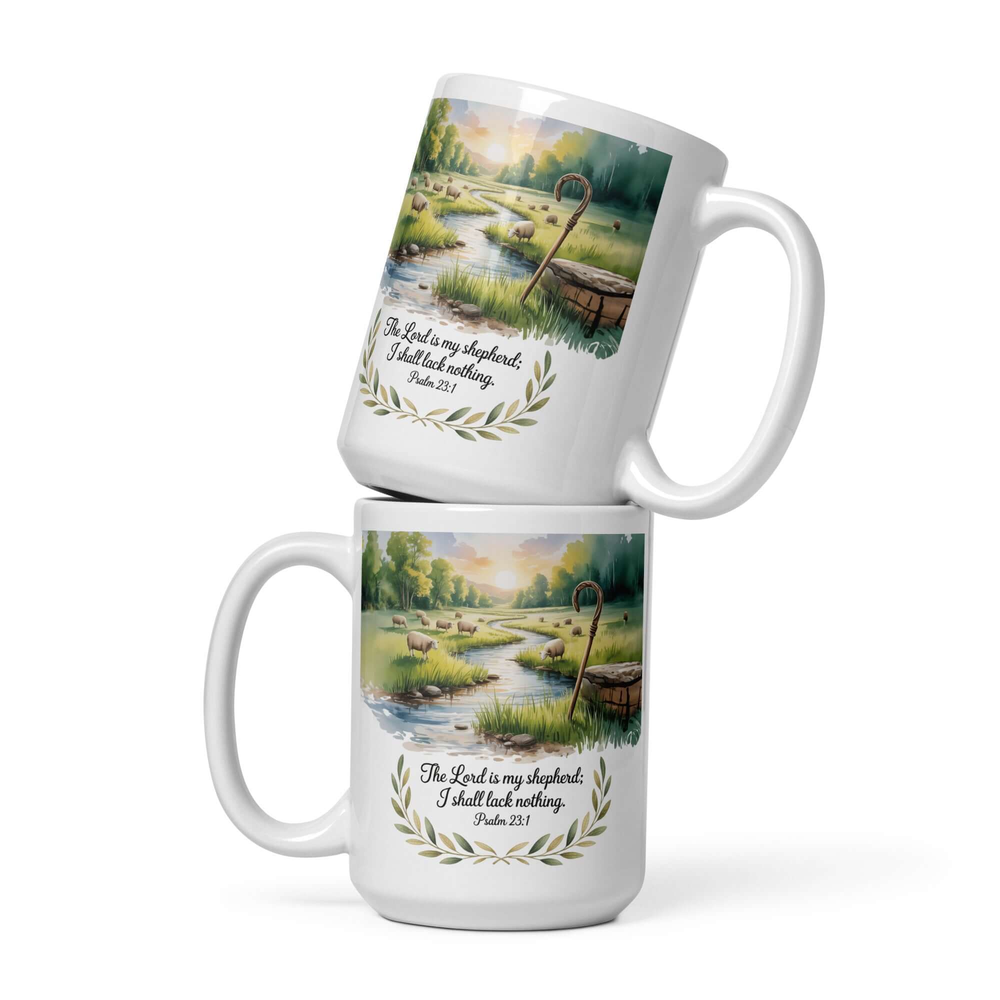 Psalm 23:1 Bible Verse, is my White Glossy Mug 15 oz