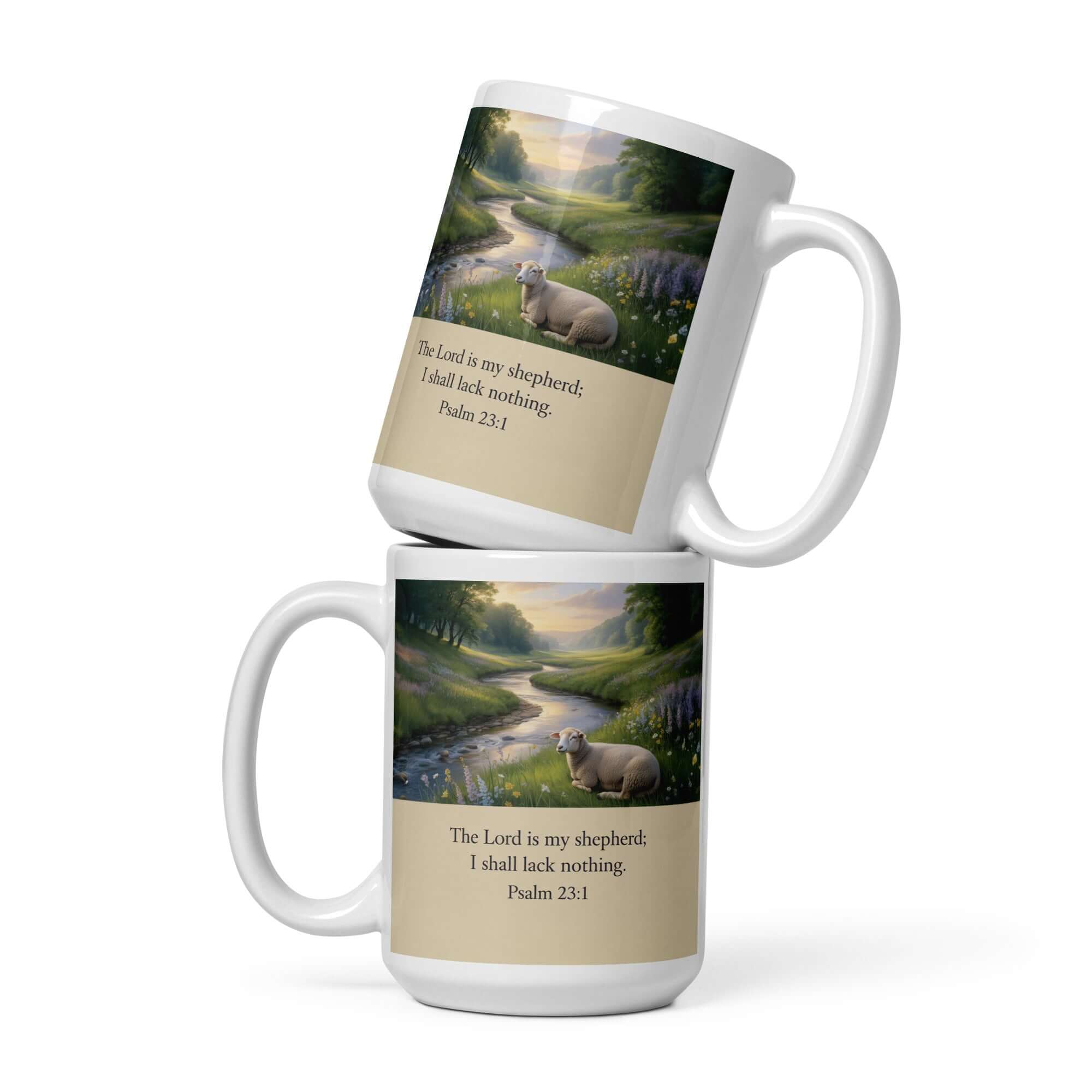 Psalm 23:1 Bible Verse, I shall White Glossy Mug 15 oz
