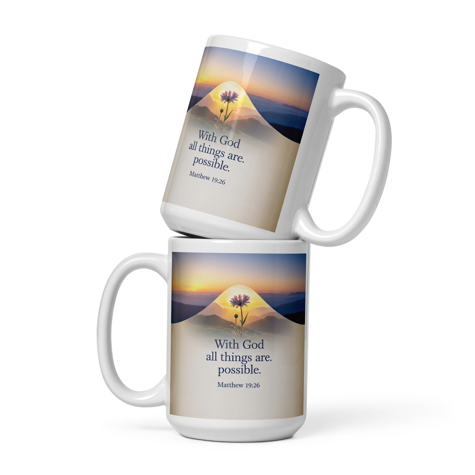 Matthew 19:26 Bible Verse at them White Glossy Mug 15 oz