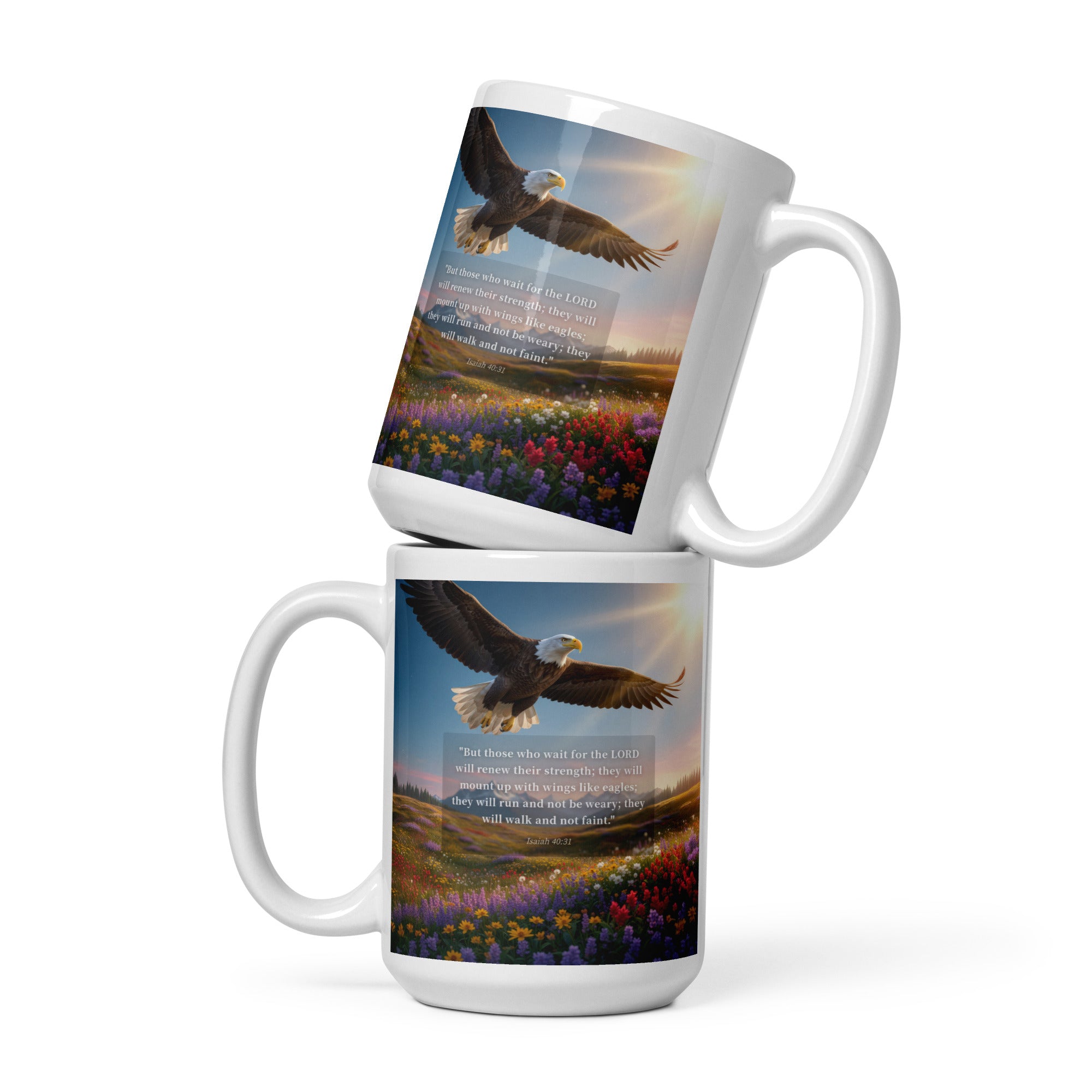 Isaiah 40:31 Bible Verse Who Wait White Glossy Mug 15 oz