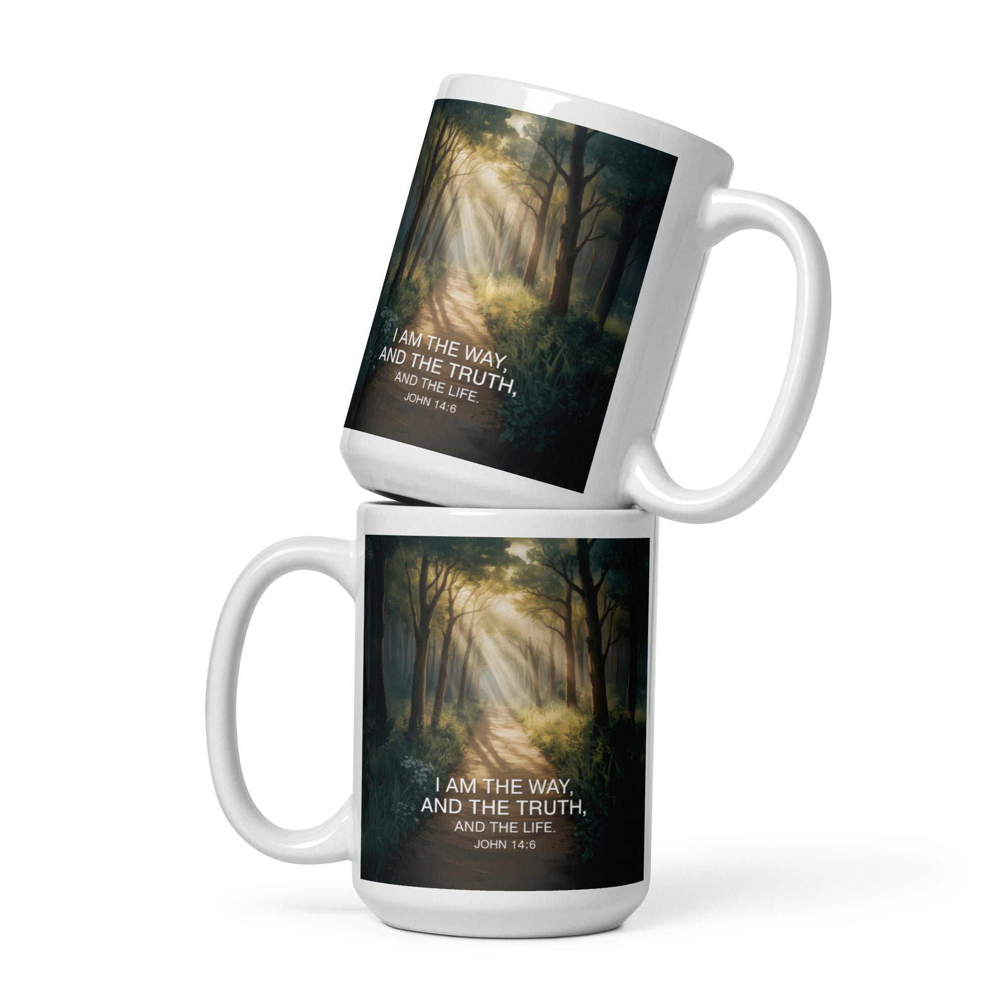 John 14:6 Bible Verse I Am White Glossy Mug 15 oz