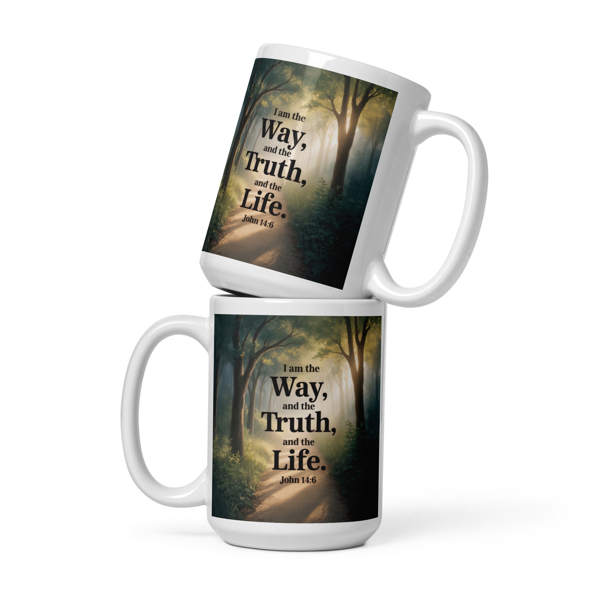 John 14:6 Bible Verse The Life White Glossy Mug 15 oz