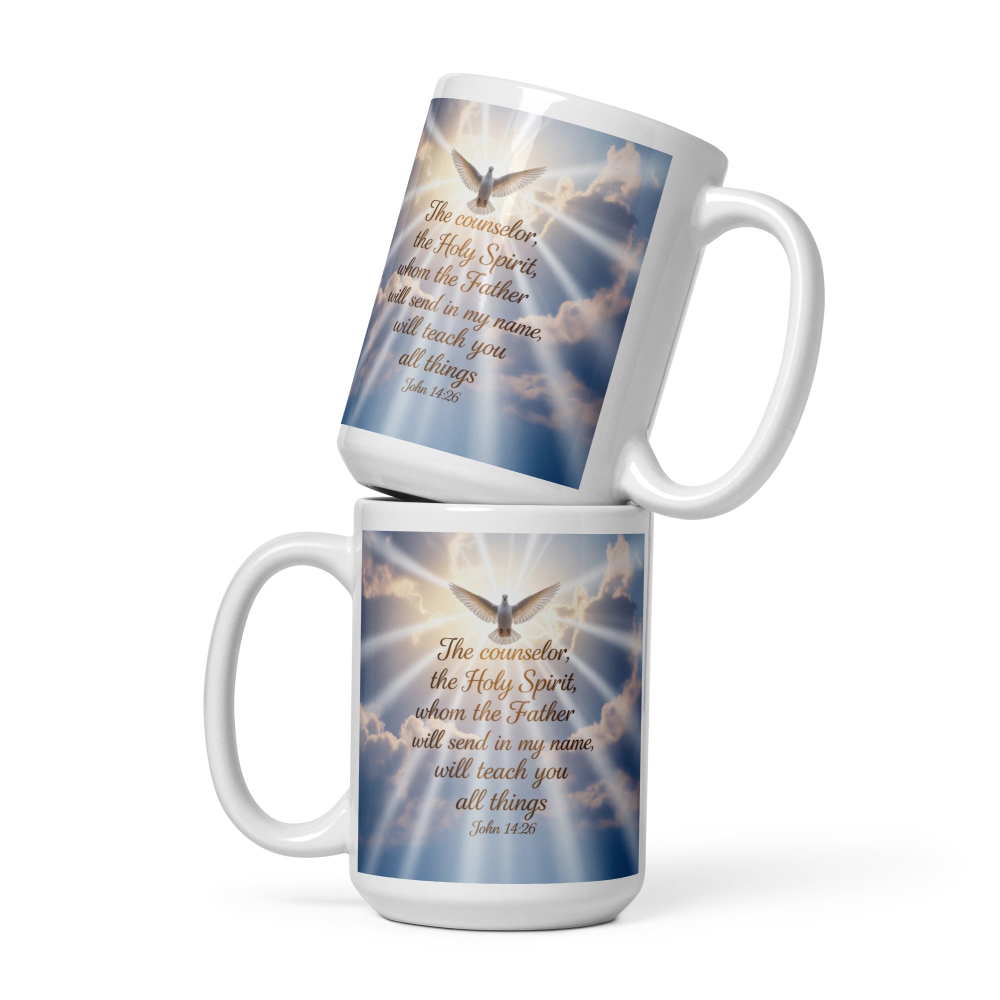 John 14:26 Bible Verse Father White Glossy Mug 15 oz